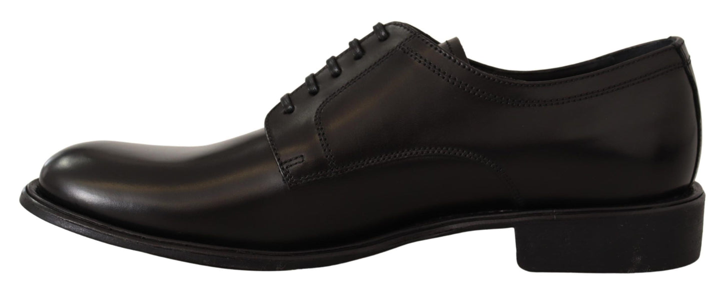 Dolce &amp; Gabbana Black Leather Lace Up Mens Formal Derby Shoes