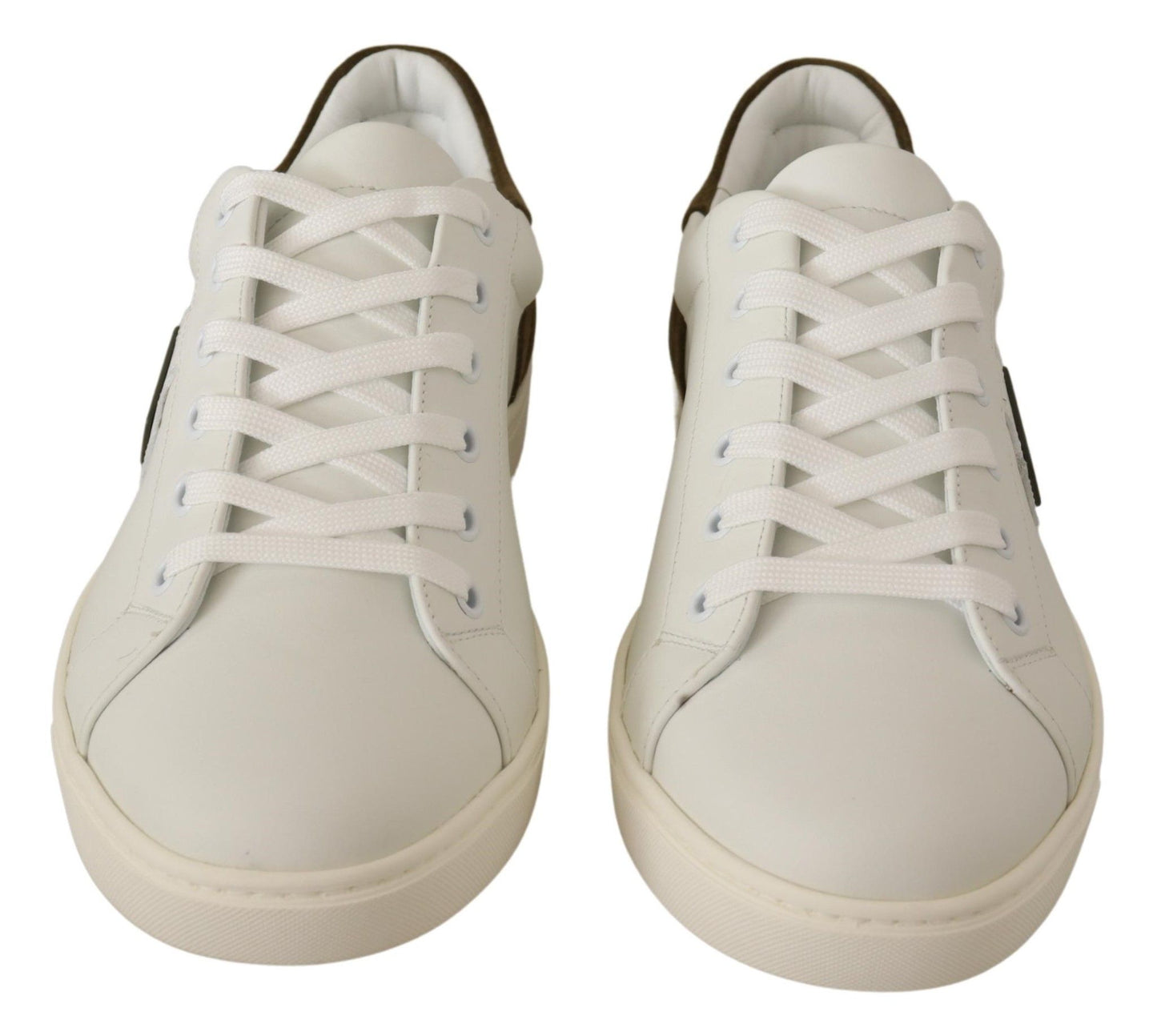 Dolce &amp; Gabbana White Suede Leather Mens Low Tops Sneakers