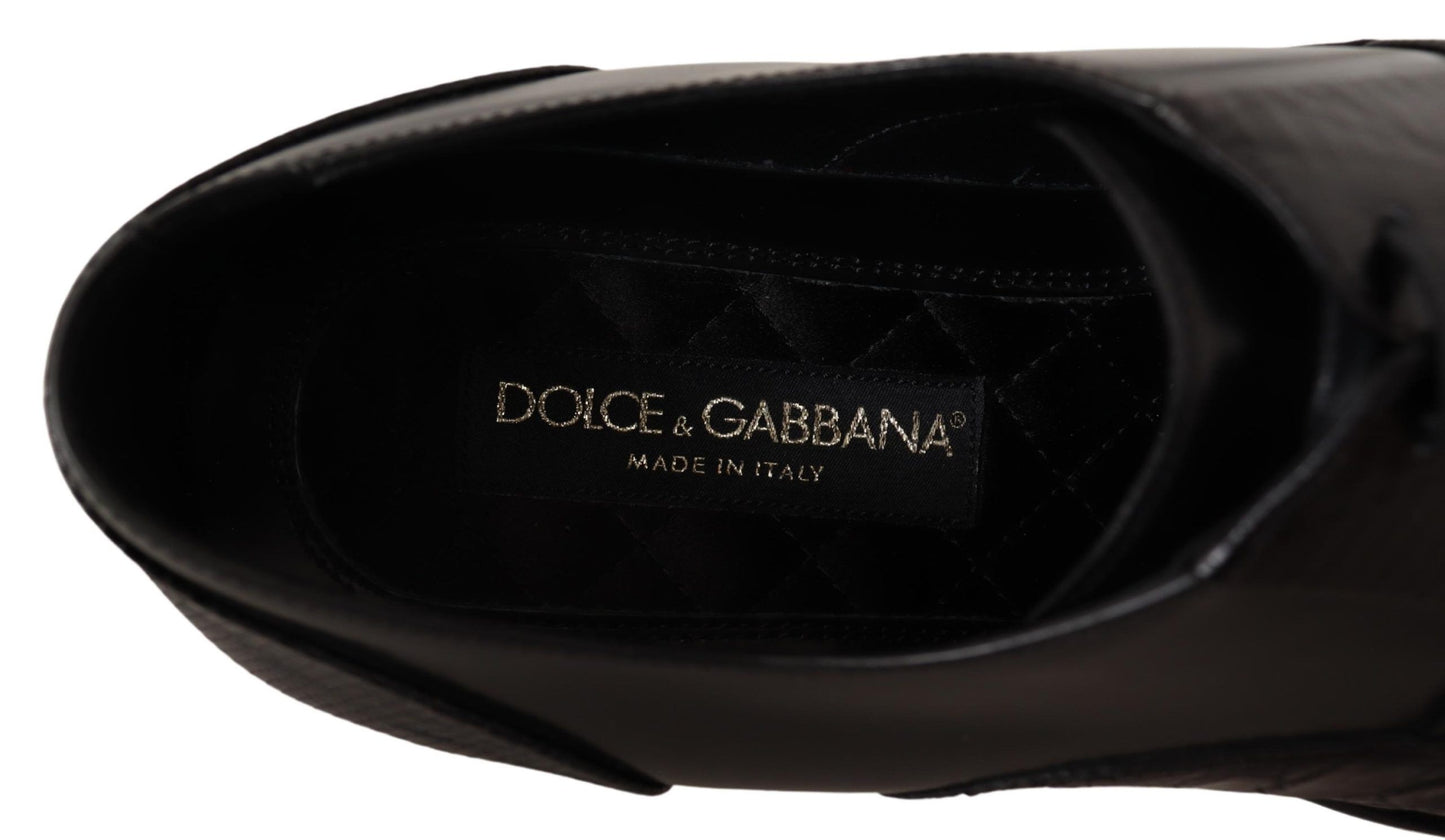 Dolce &amp; Gabbana Black Leather Exotic Skins Mga Pormal na Sapatos