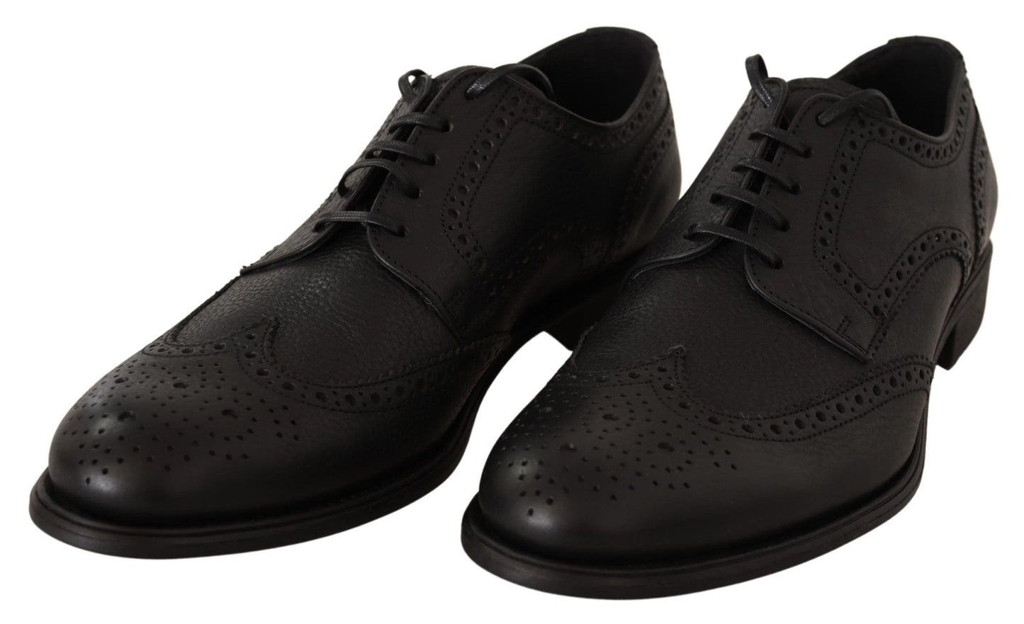 Dolce &amp; Gabbana Black Leather Oxford Wingtip Formal Dress Shoes