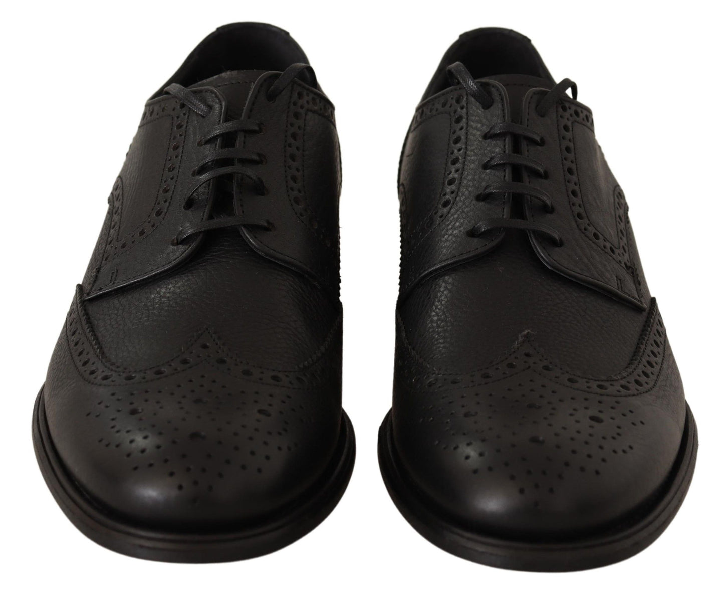 Dolce &amp; Gabbana Black Leather Oxford Wingtip Formal Dress Shoes