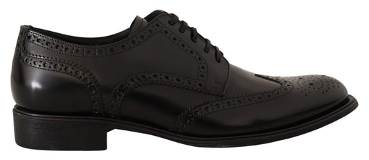 Dolce &amp; Gabbana Black Leather Oxford Wingtip Formal Shoes