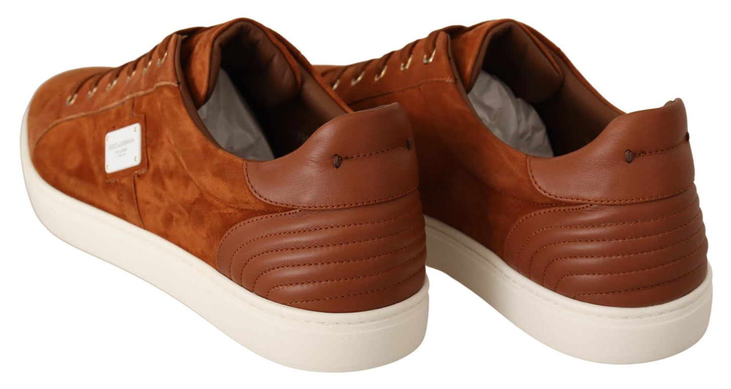 Dolce &amp; Gabbana Light Brown Suede Leather Low Tops Sneakers