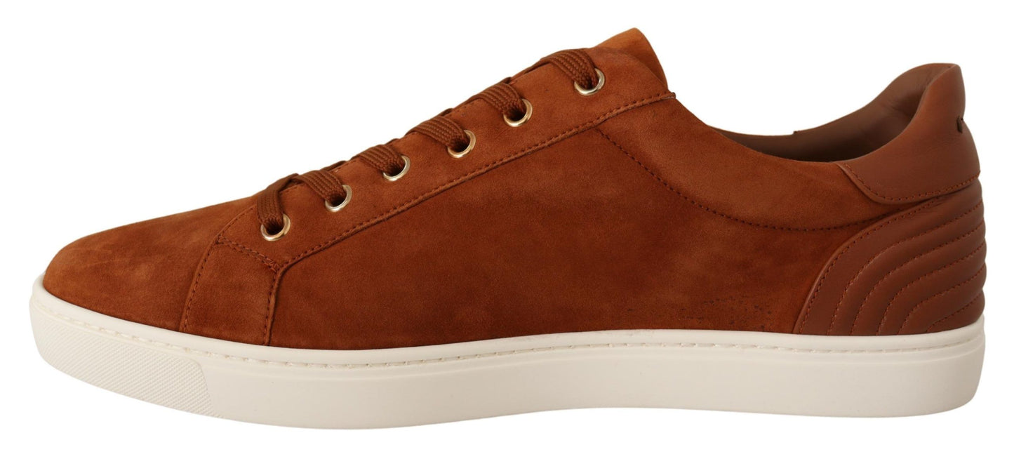 Dolce &amp; Gabbana Light Brown Suede Leather Low Tops Sneakers