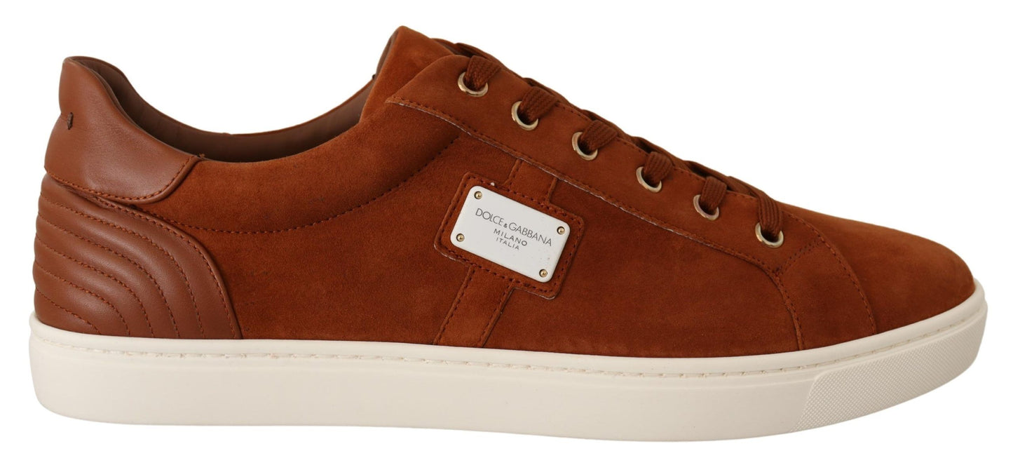 Dolce &amp; Gabbana Light Brown Suede Leather Low Tops Sneakers