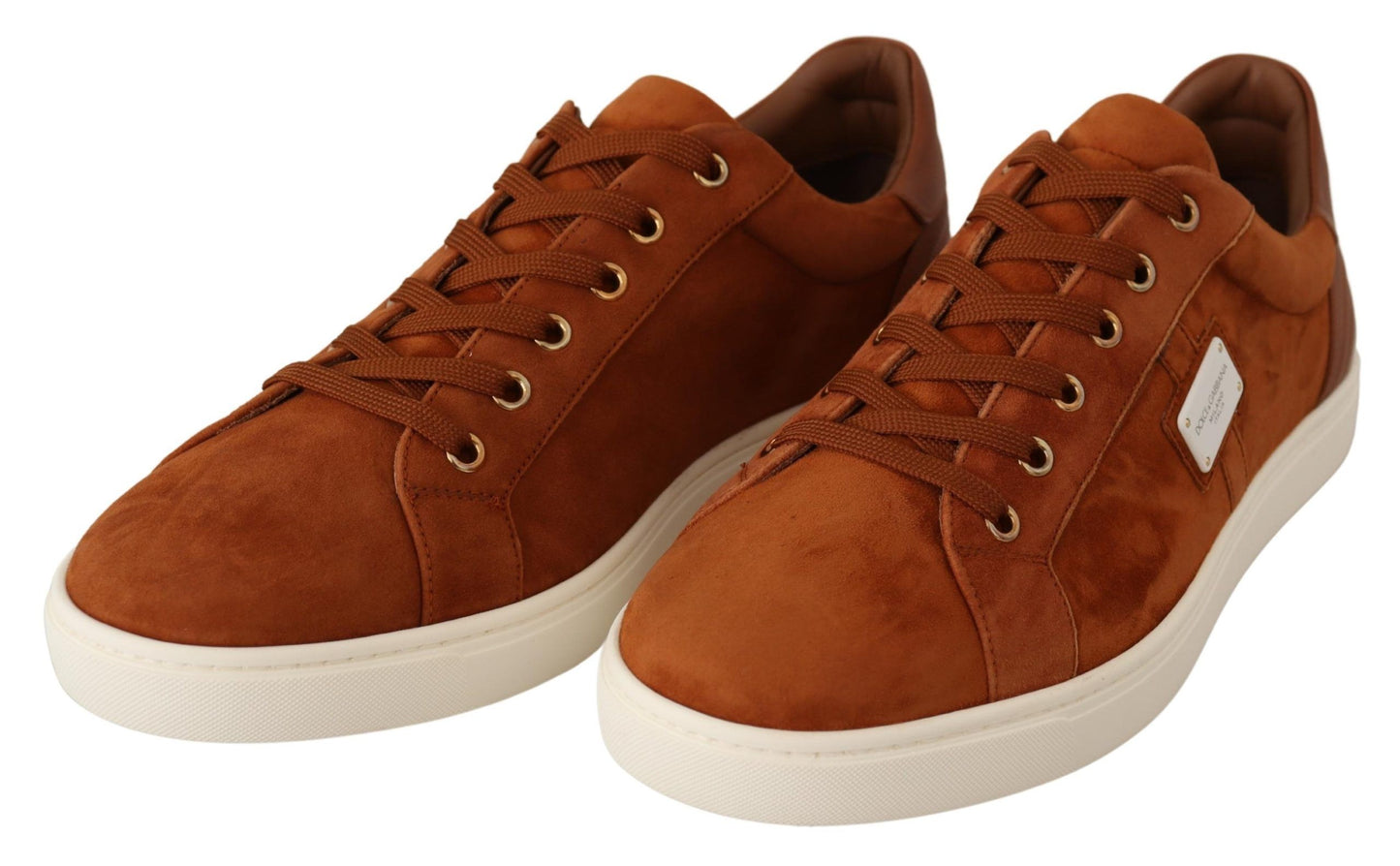 Dolce &amp; Gabbana Light Brown Suede Leather Low Tops Sneakers