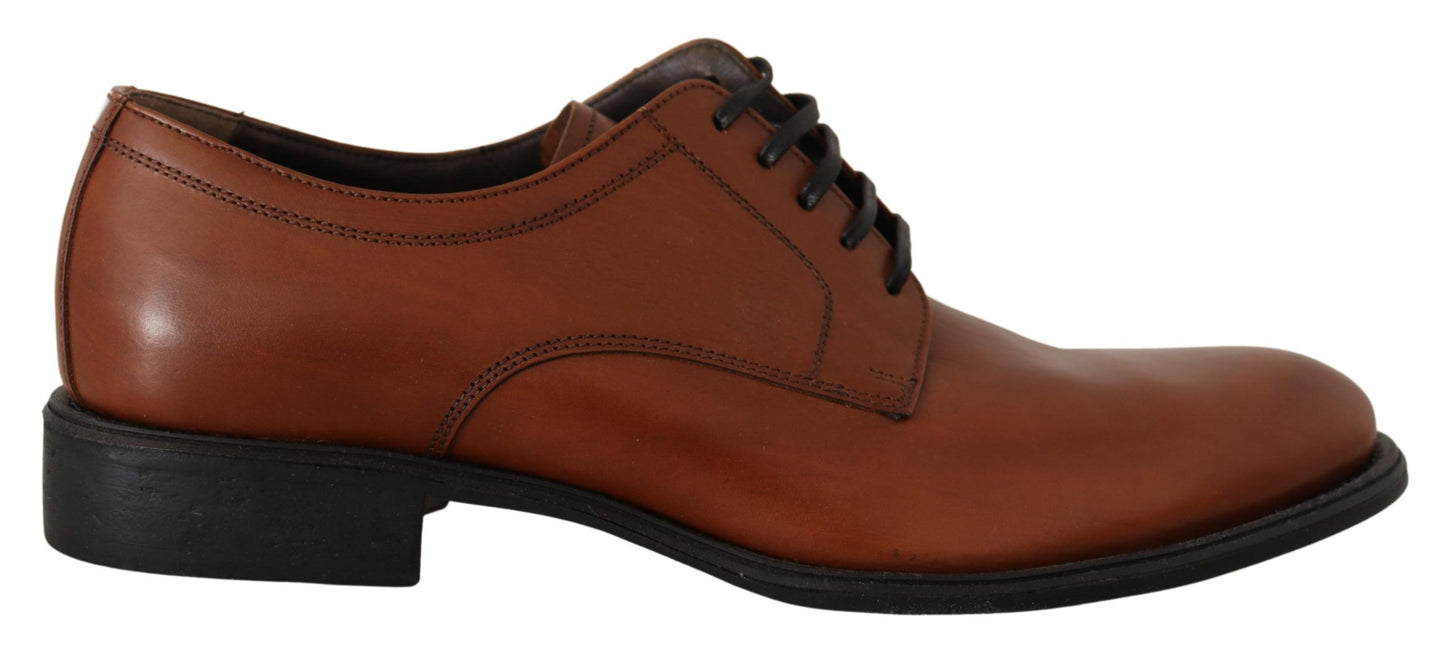 Dolce &amp; Gabbana Brown Leather Lace Up Mens Formal Derby Shoes