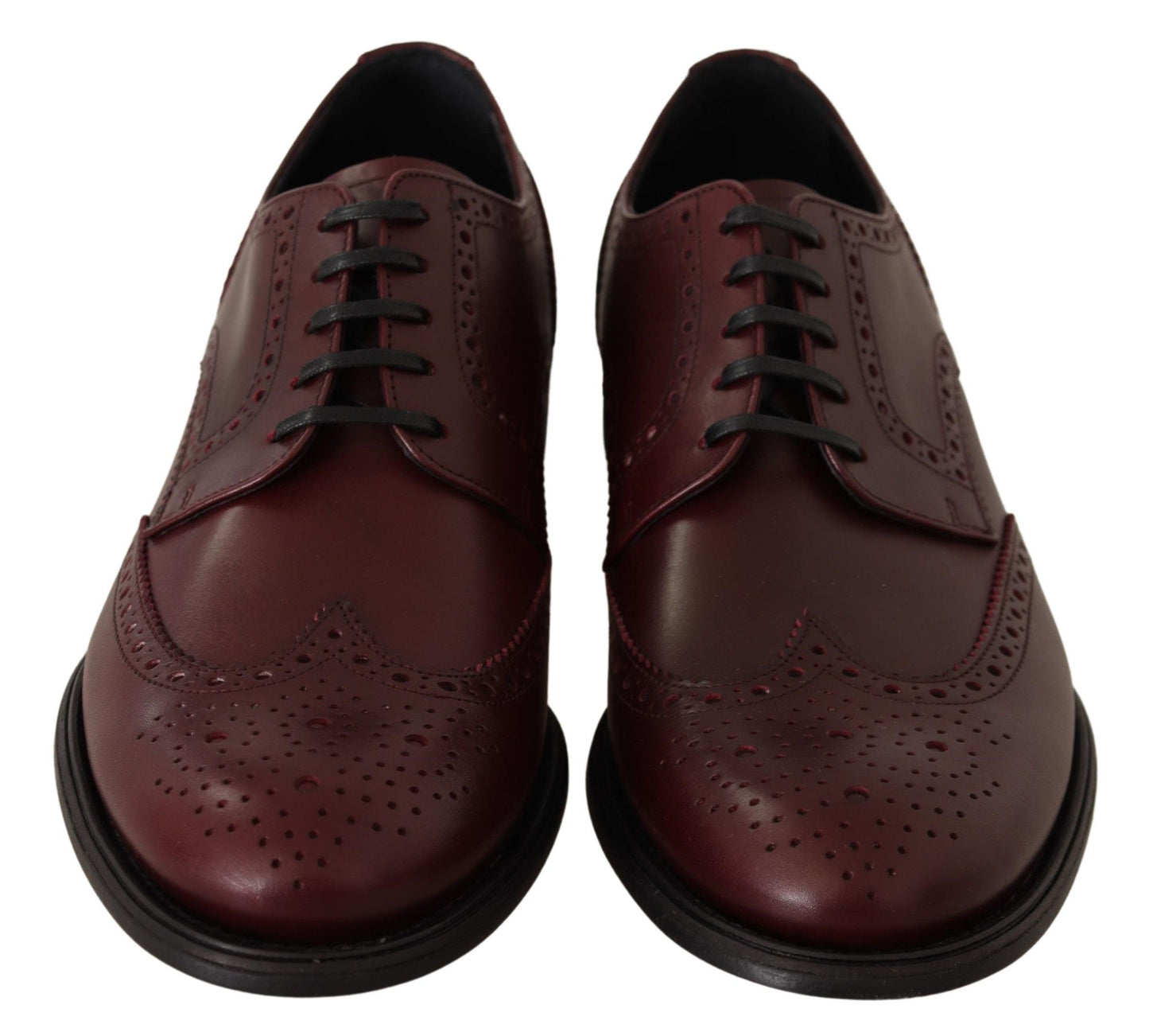 Dolce &amp; Gabbana Bordeaux Leather Oxford Wingtip Formal Shoes