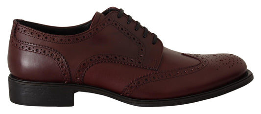 Dolce &amp; Gabbana Bordeaux Leather Oxford Wingtip Formal Shoes