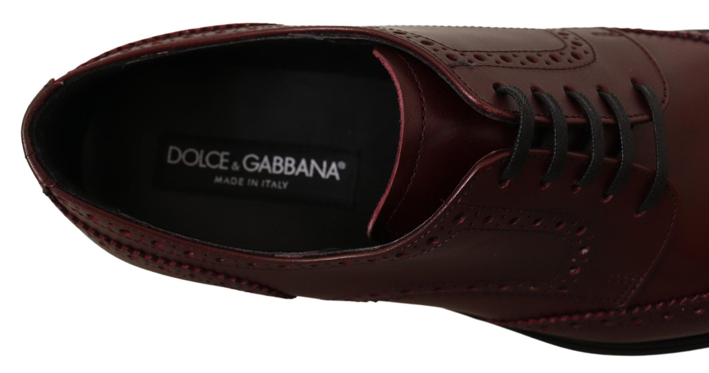 Dolce &amp; Gabbana Bordeaux Leather Oxford Wingtip Formal Shoes