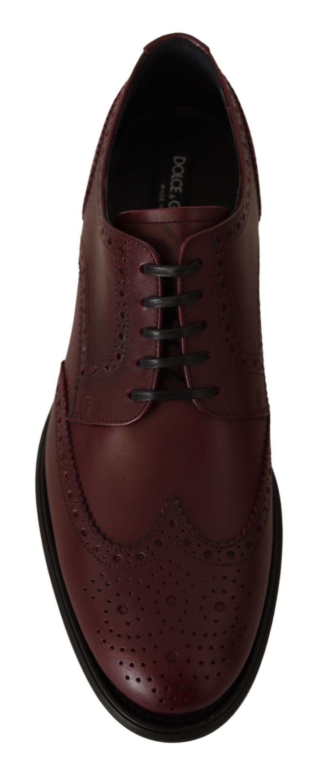 Dolce &amp; Gabbana Bordeaux Leather Oxford Wingtip Formal Shoes