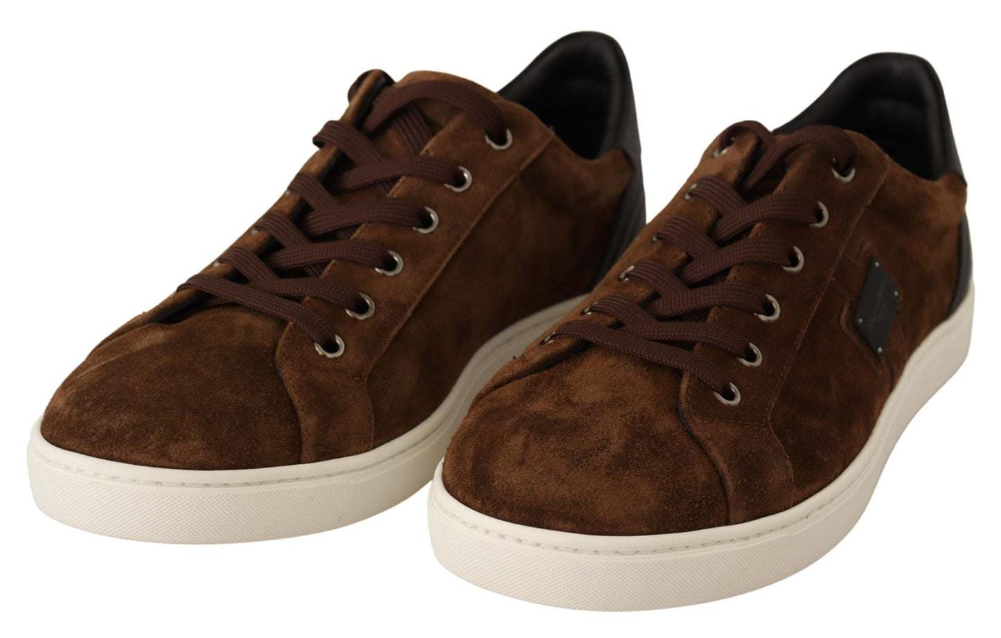 Dolce &amp; Gabbana Brown Suede Leather Mens Low Tops Sneakers