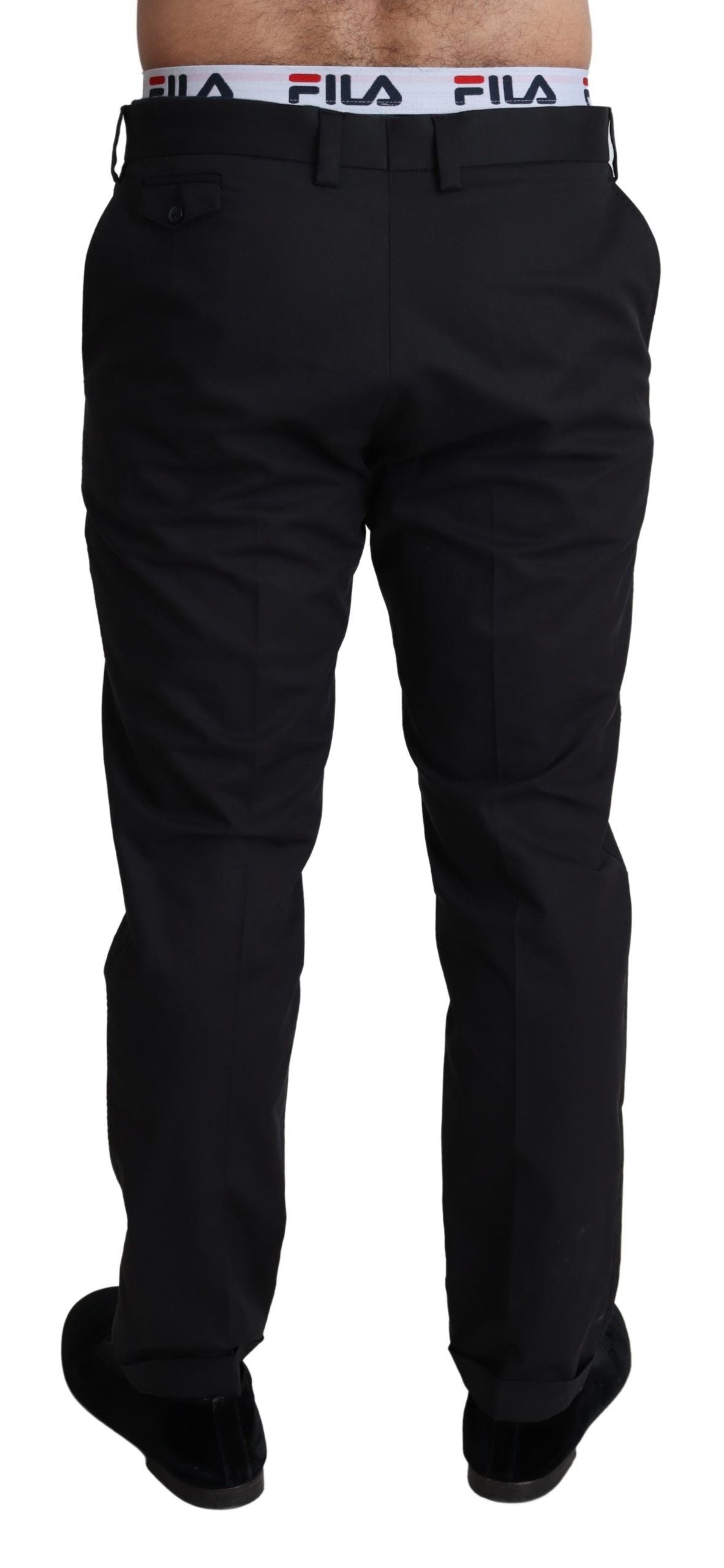 Dolce &amp; Gabbana Black Cotton Stretch Dress Formal Trouser Pants