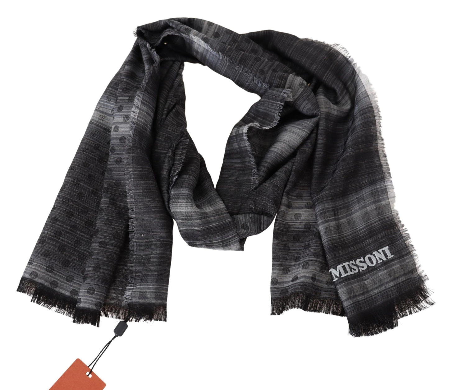 Missoni Schwarz Grau Polka Dot Wolle Unisex Halswickelschal