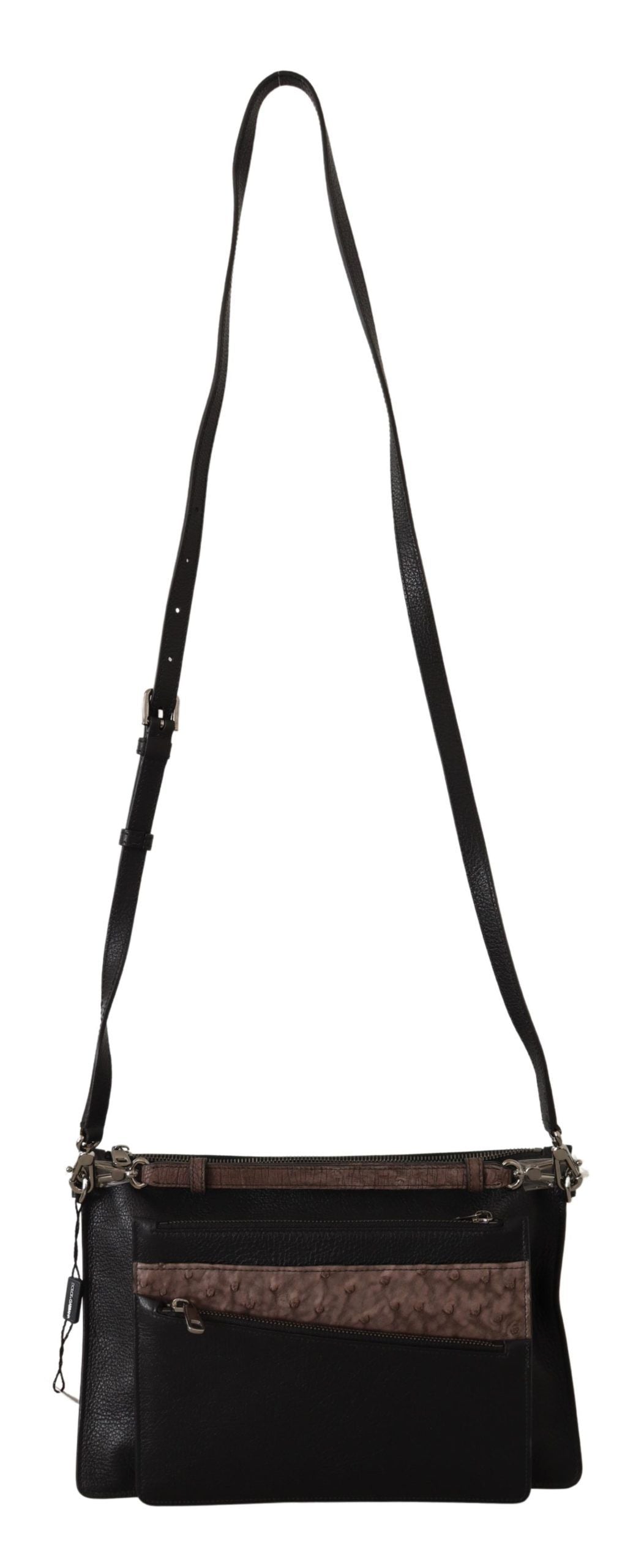 Dolce &amp; Gabbana Black Exotic Leather Shoulder Sling Alta Sartoria Bag