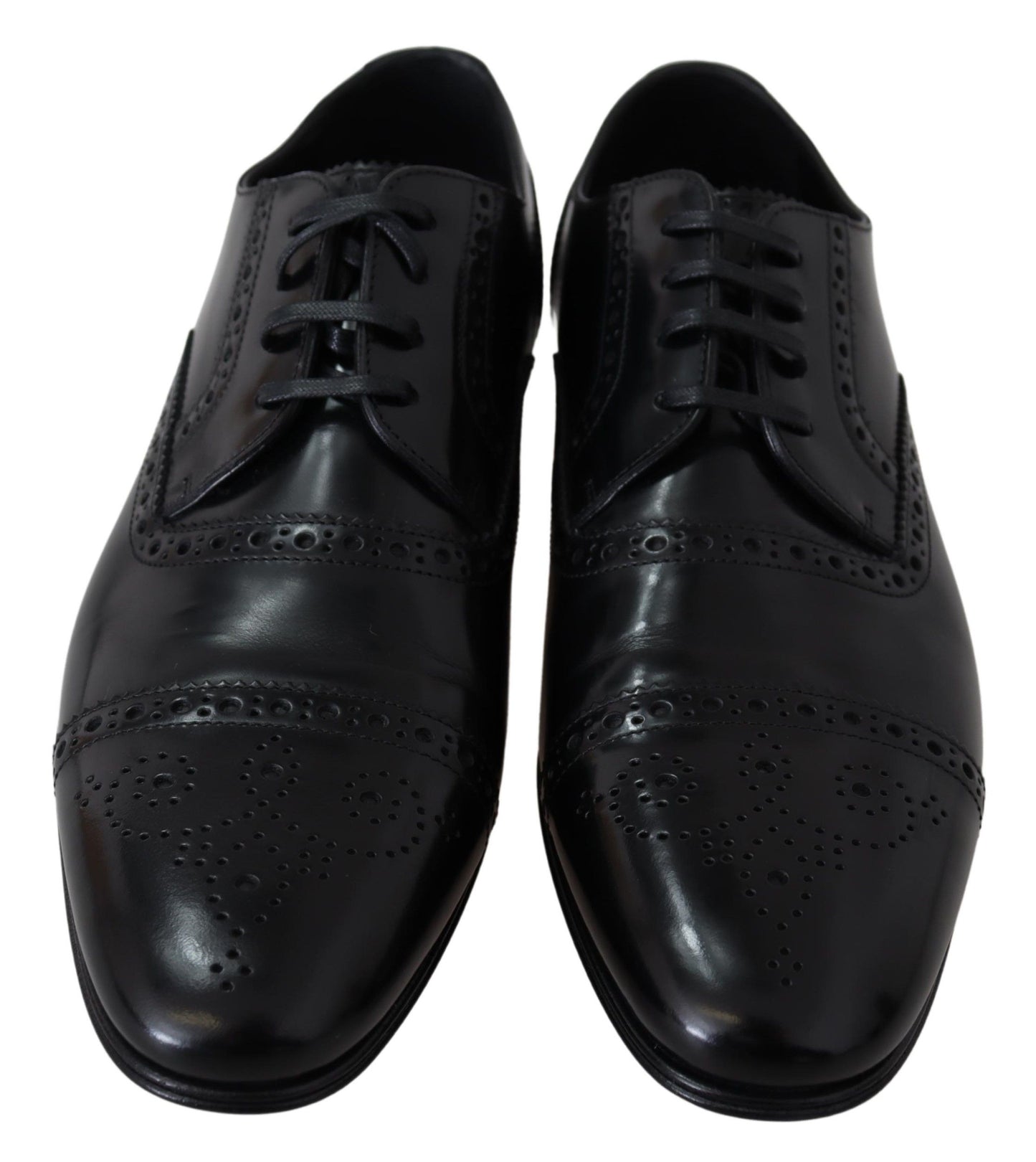 Dolce &amp; Gabbana Black Leather Men Derby Formal Loafers Shoes