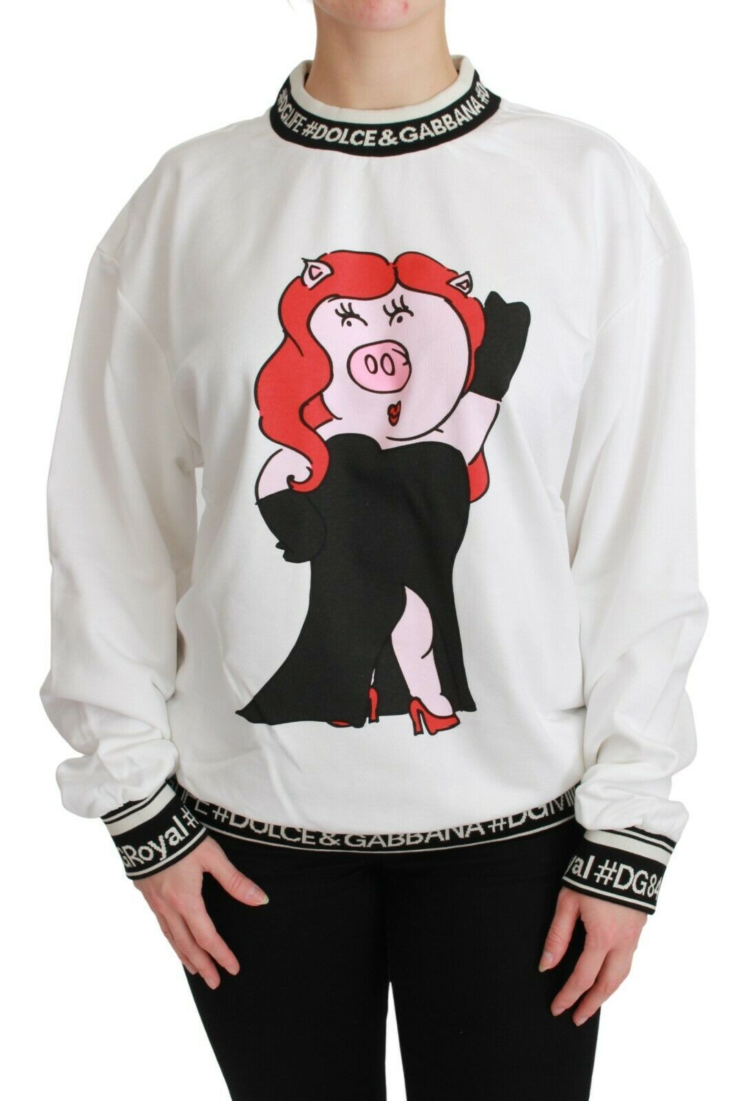 Dolce &amp; Gabbana White Pig of the Year Pullover Sweater