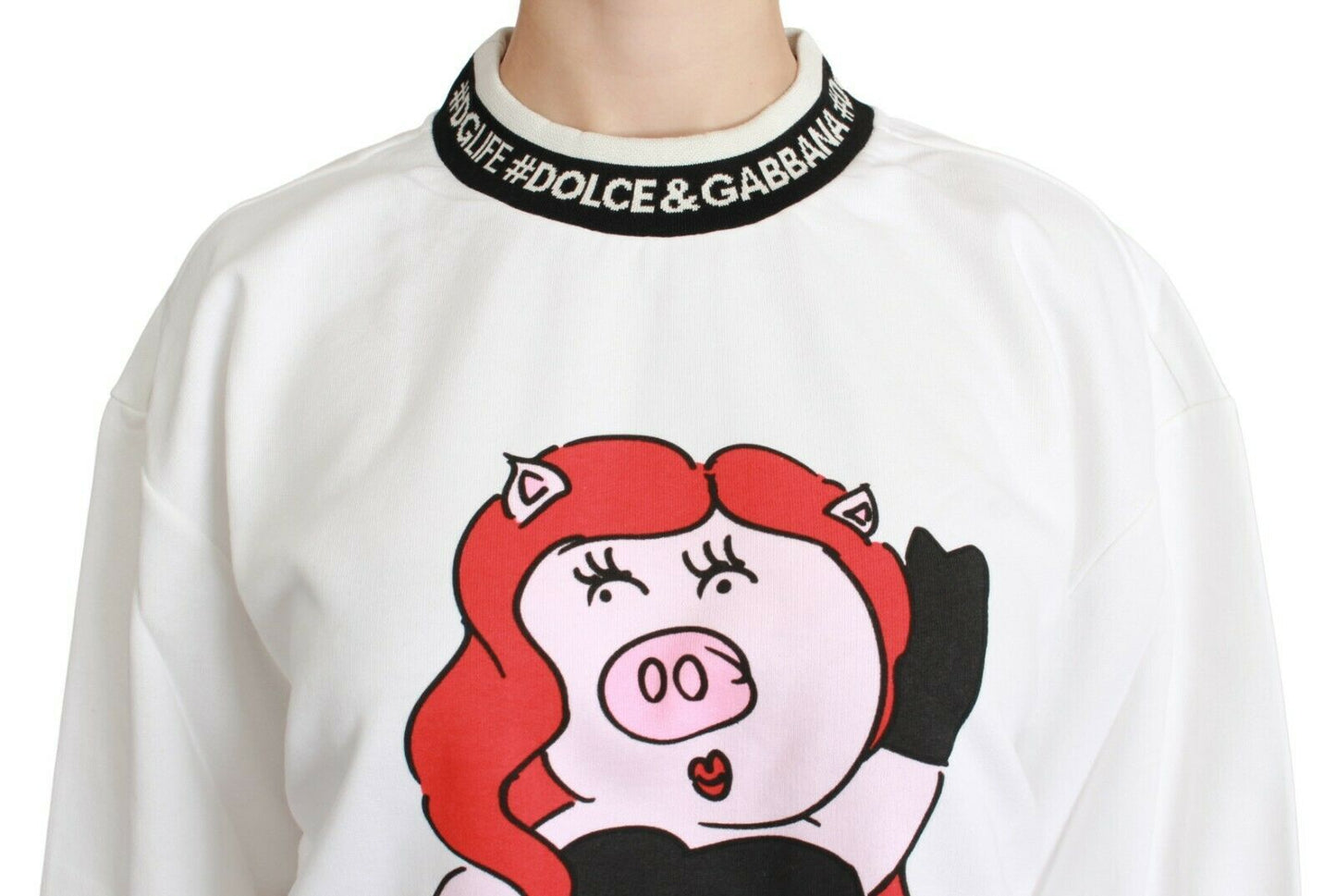 Dolce &amp; Gabbana White Pig of the Year Pullover Sweater