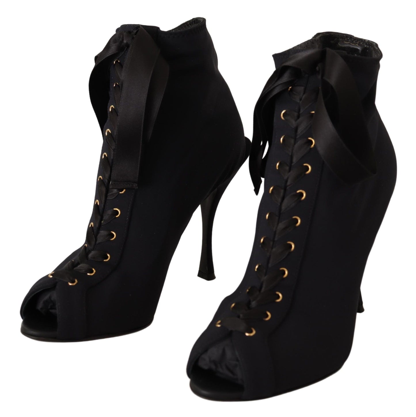 Dolce &amp; Gabbana Black Stretch Short Ankle Boots Shoes