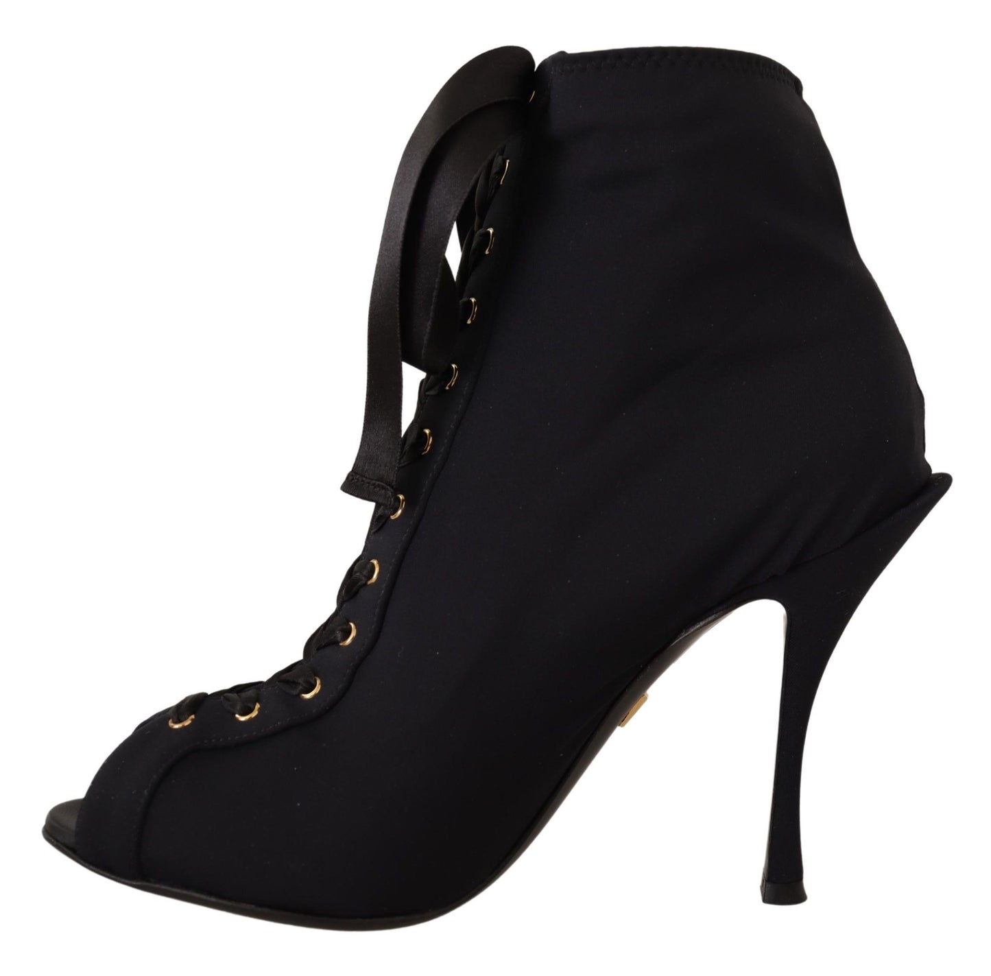 Dolce &amp; Gabbana Black Stretch Short Ankle Boots Shoes