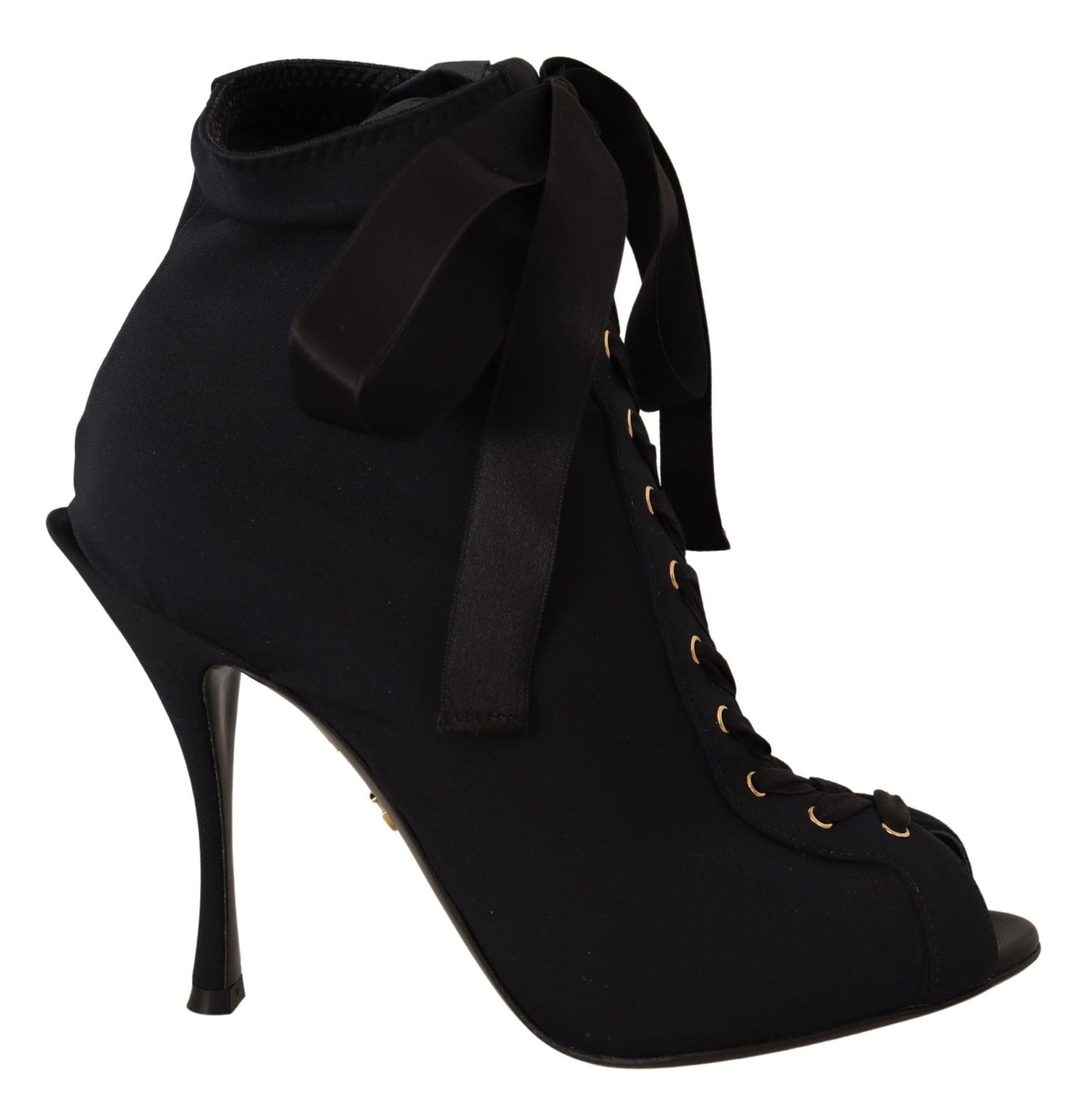 Dolce &amp; Gabbana Black Stretch Short Ankle Boots Shoes