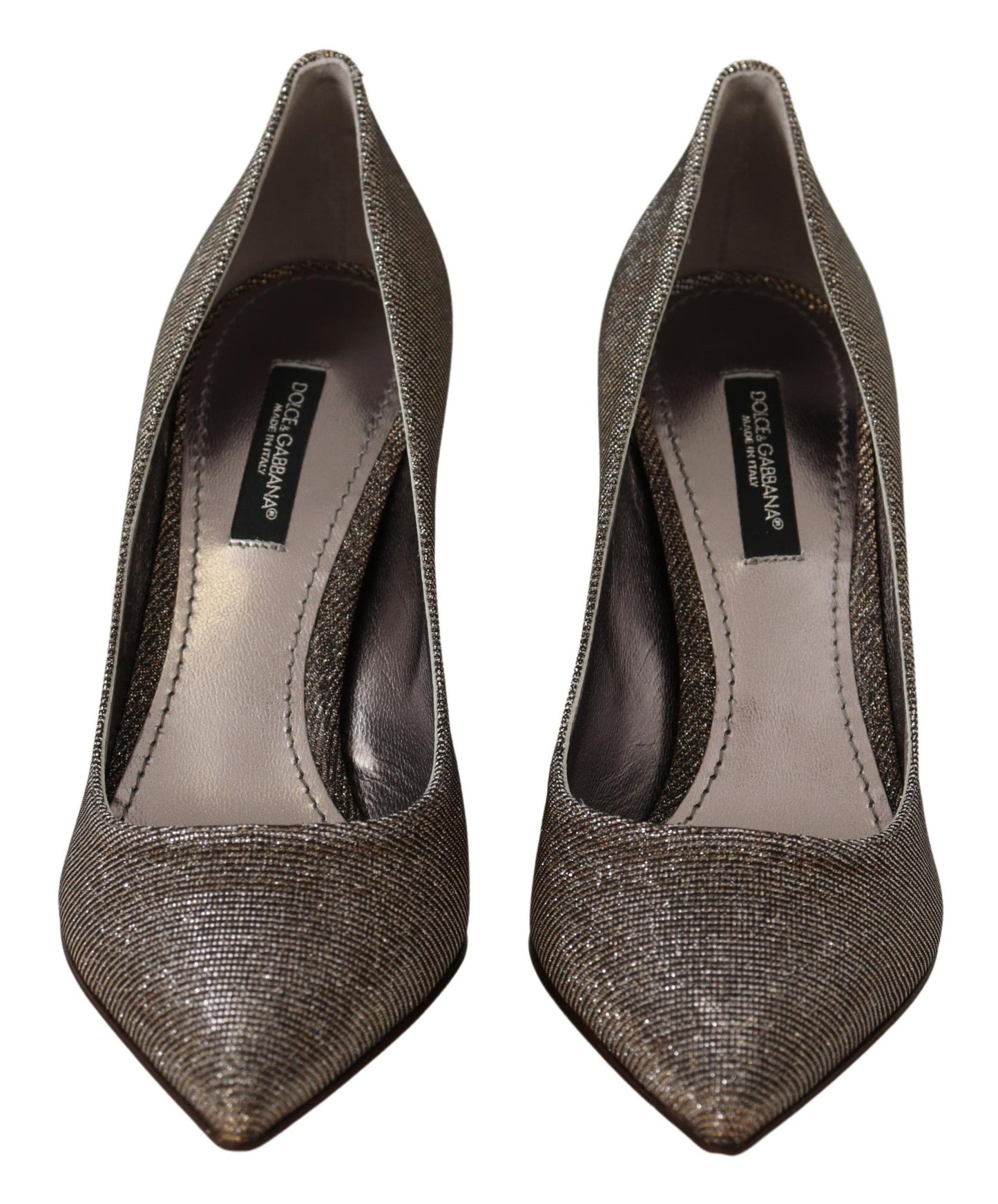 Dolce &amp; Gabbana Gold Silver Fabric Heels Pumps Shoes