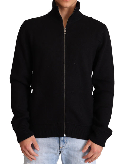 Dolce &amp; Gabbana Black Cashmere Zipper Mens Sweater