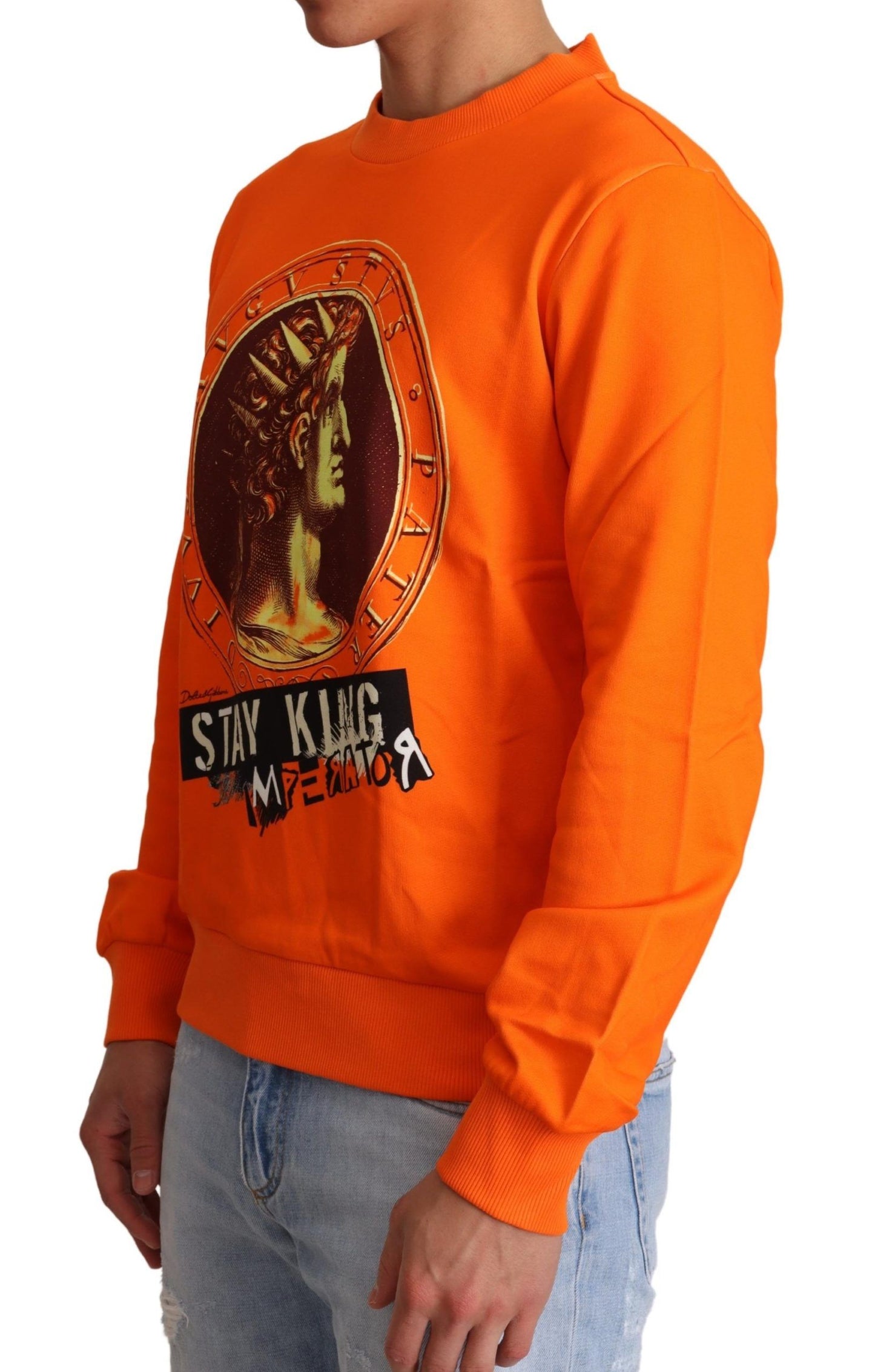 Dolce &amp; Gabbana Orange King Ceasar Cotton Pullover Sweater