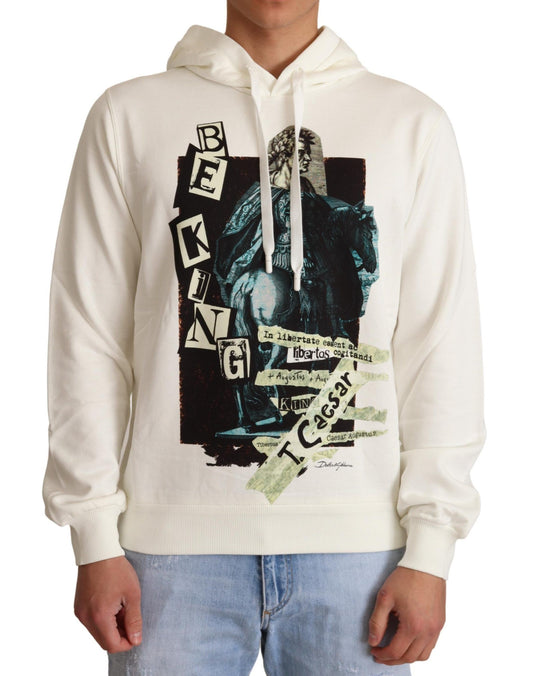 Dolce &amp; Gabbana White King Ceasar Cotton Hooded Sweater