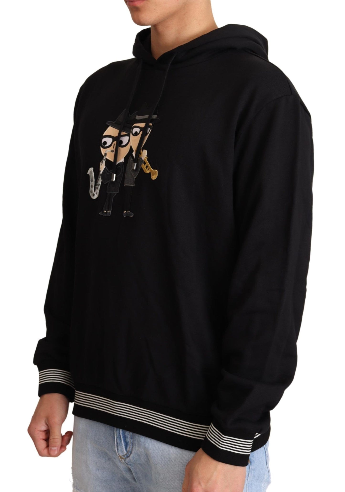 Dolce &amp; Gabbana Schwarzer Baumwoll-Kapuzenpullover #dgfamily