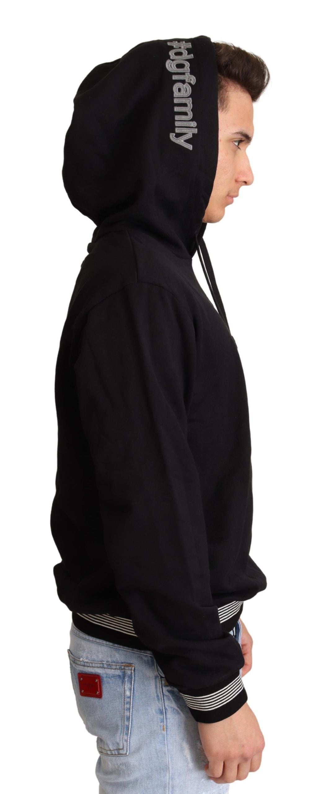 Dolce &amp; Gabbana Black Cotton Hooded #dgfamily Sweater