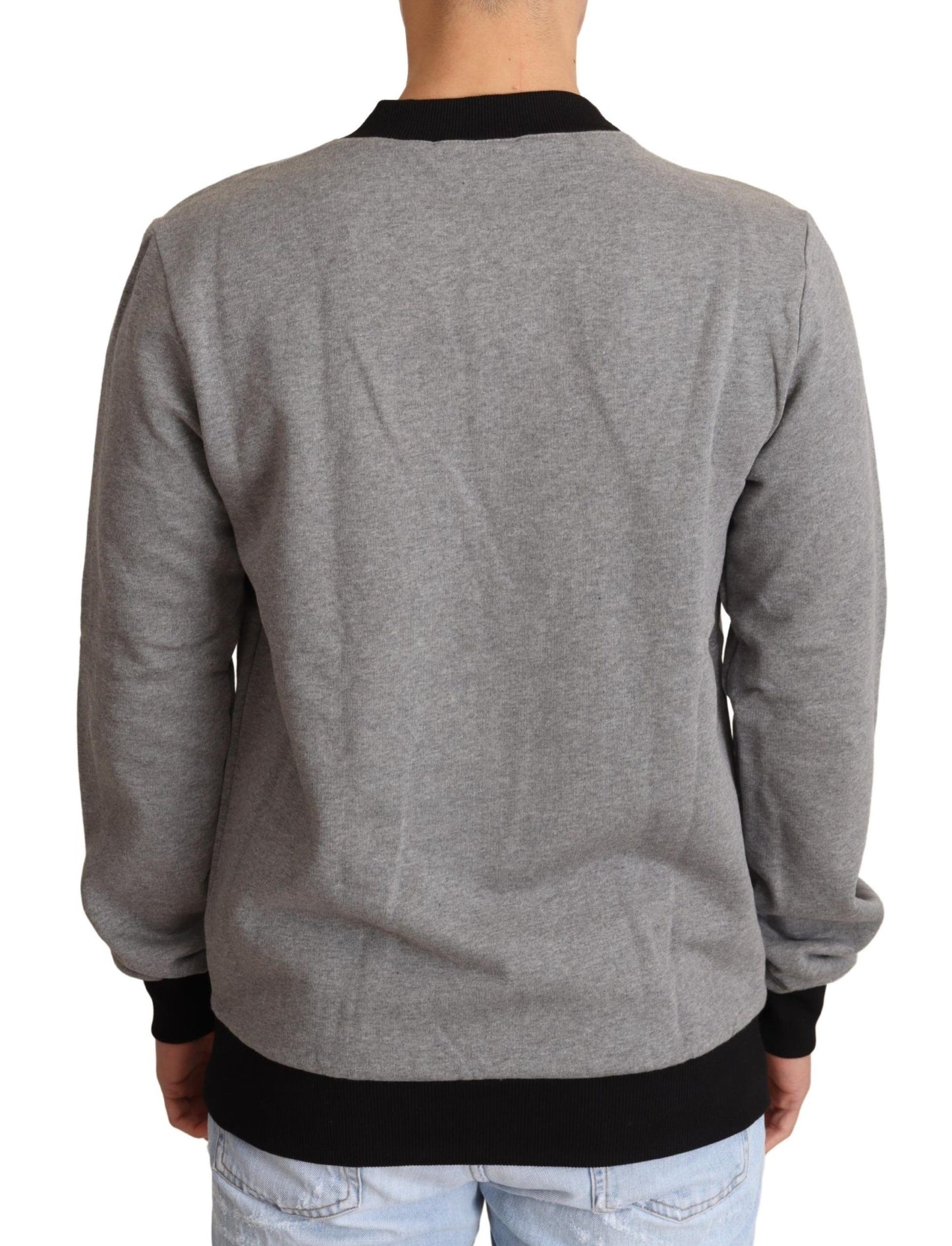 Dolce &amp; Gabbana Grey Crown King Cotton Pullover Sweater