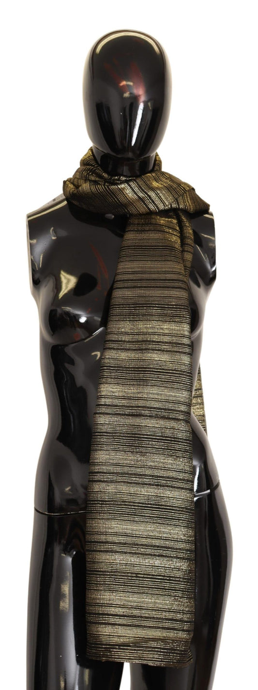 Dolce &amp; Gabbana Metallic Gold Silk Stretch Shawl Wrap Scarf