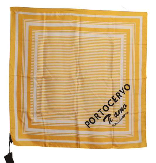 Dolce &amp; Gabbana Yellow Striped Silk Square Foulard Scarf