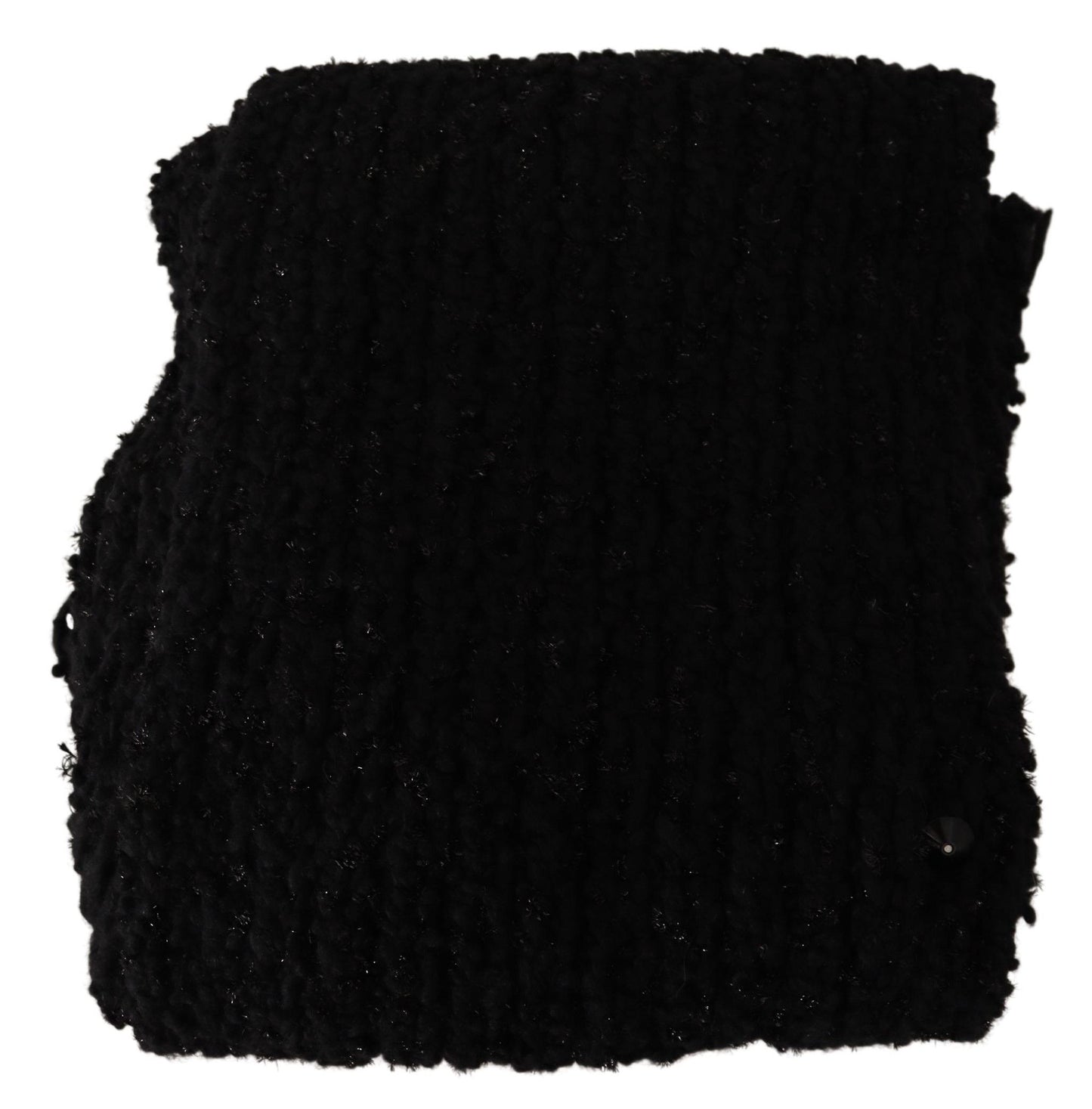 Dolce &amp; Gabbana Black Virgin Wool Knitted Wrap Shawl Scarf