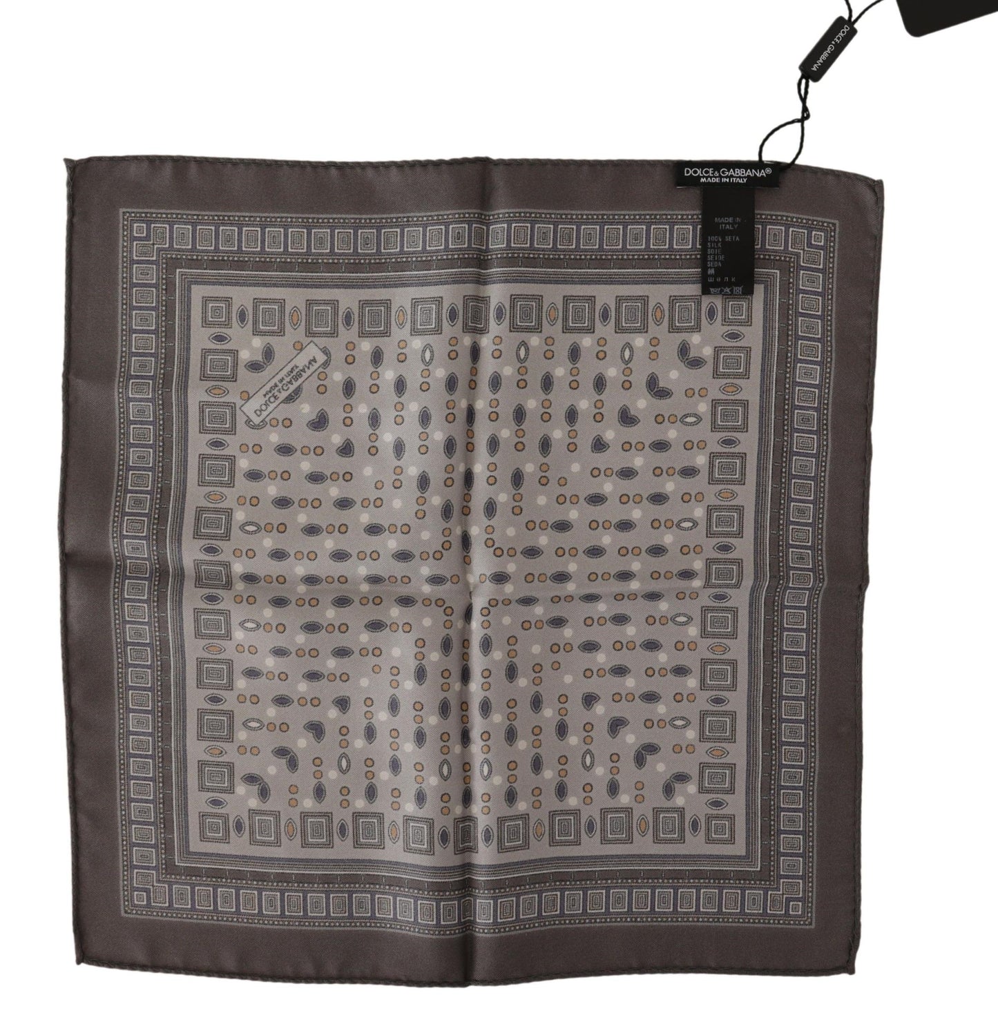 Dolce &amp; Gabbana Brown Silk Pocket Square Handkerchief Scarf