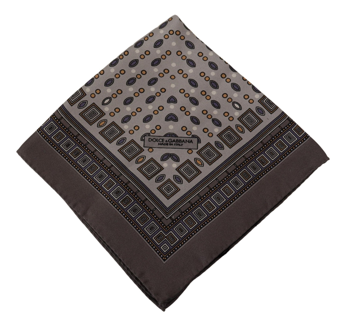 Dolce &amp; Gabbana Brown Silk Pocket Square Handkerchief Scarf