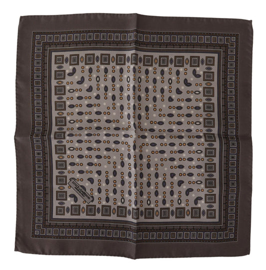 Dolce &amp; Gabbana Brown Silk Pocket Square Handkerchief Scarf