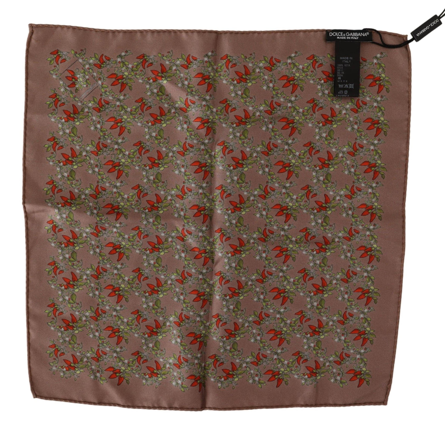 Dolce &amp; Gabbana Brown Carrots Print Silk Handkerchief