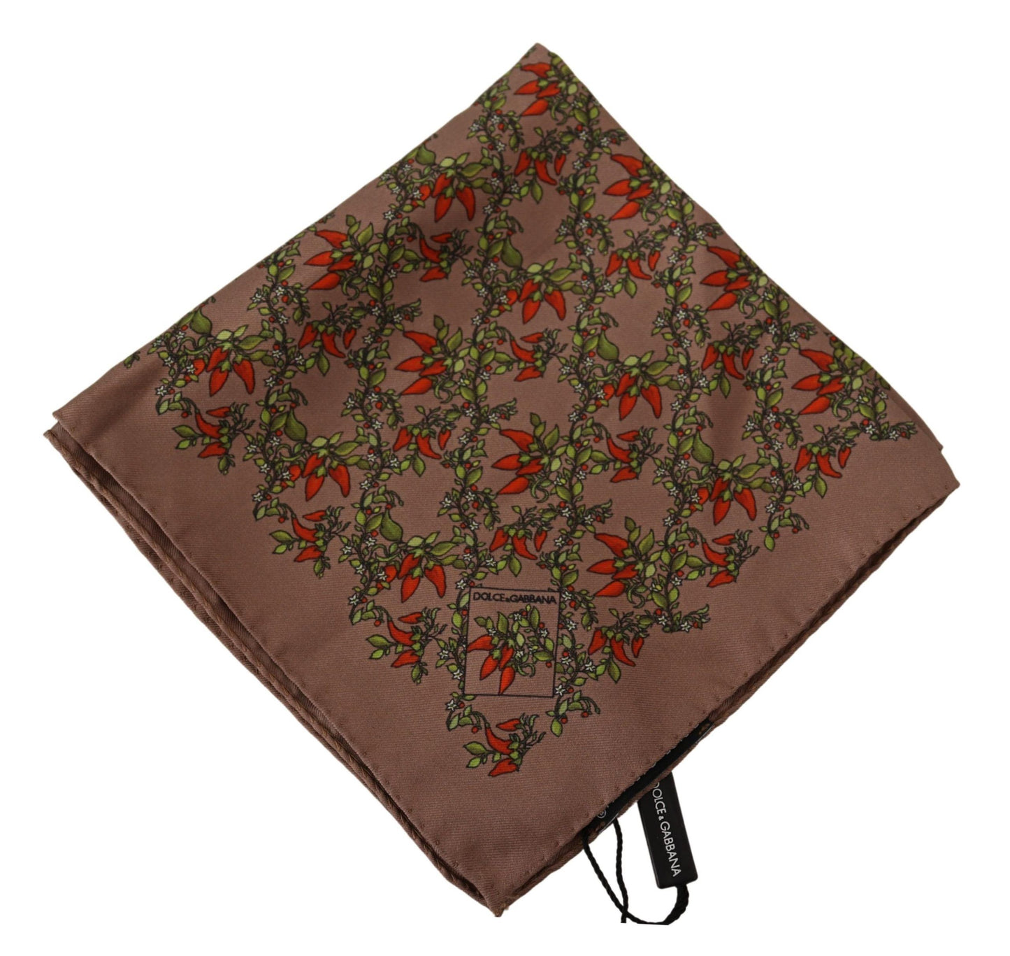 Dolce &amp; Gabbana Brown Carrots Print Silk Handkerchief