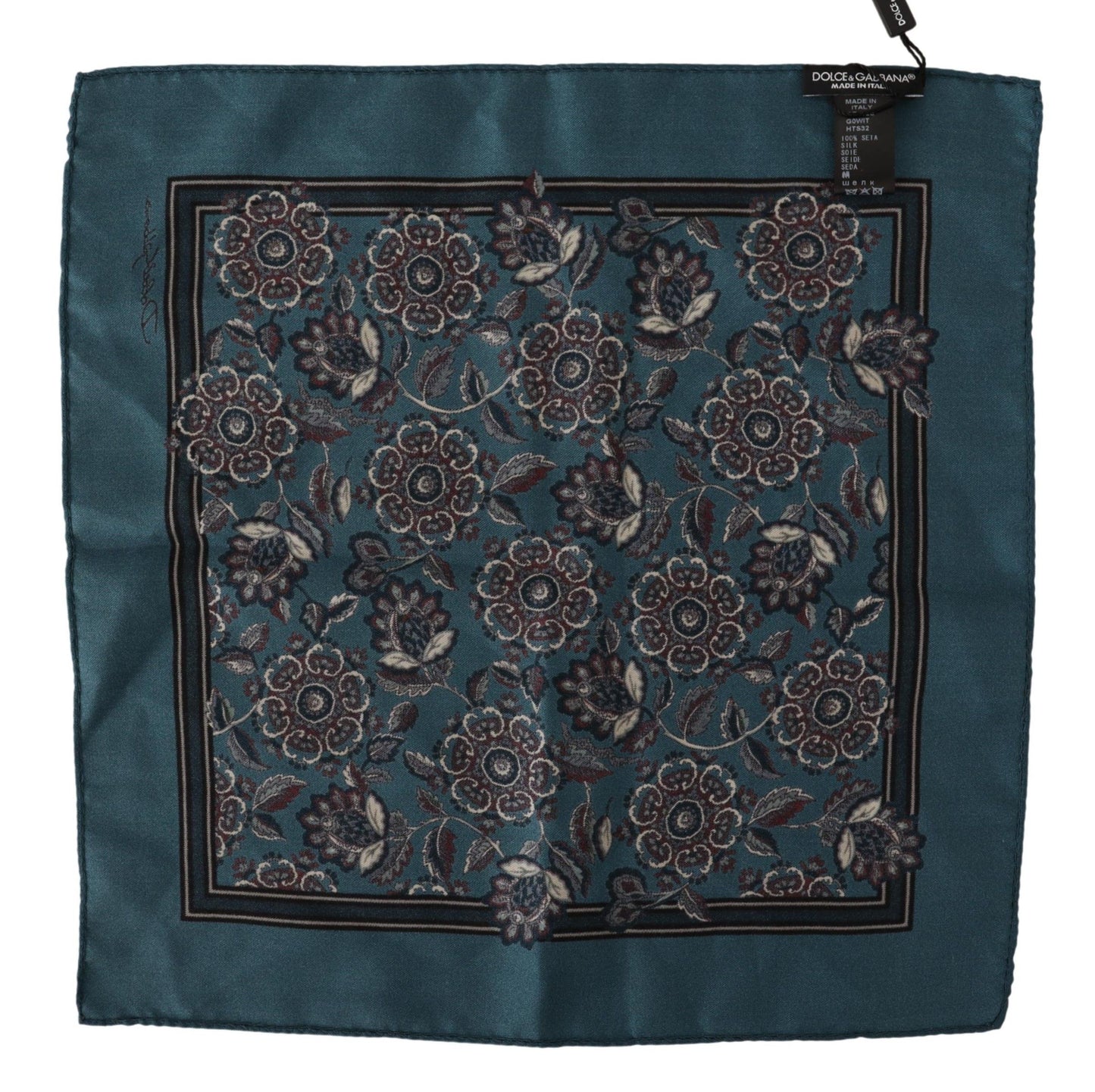 Dolce &amp; Gabbana Blue Floral Silk Square Handkerchief Scarf