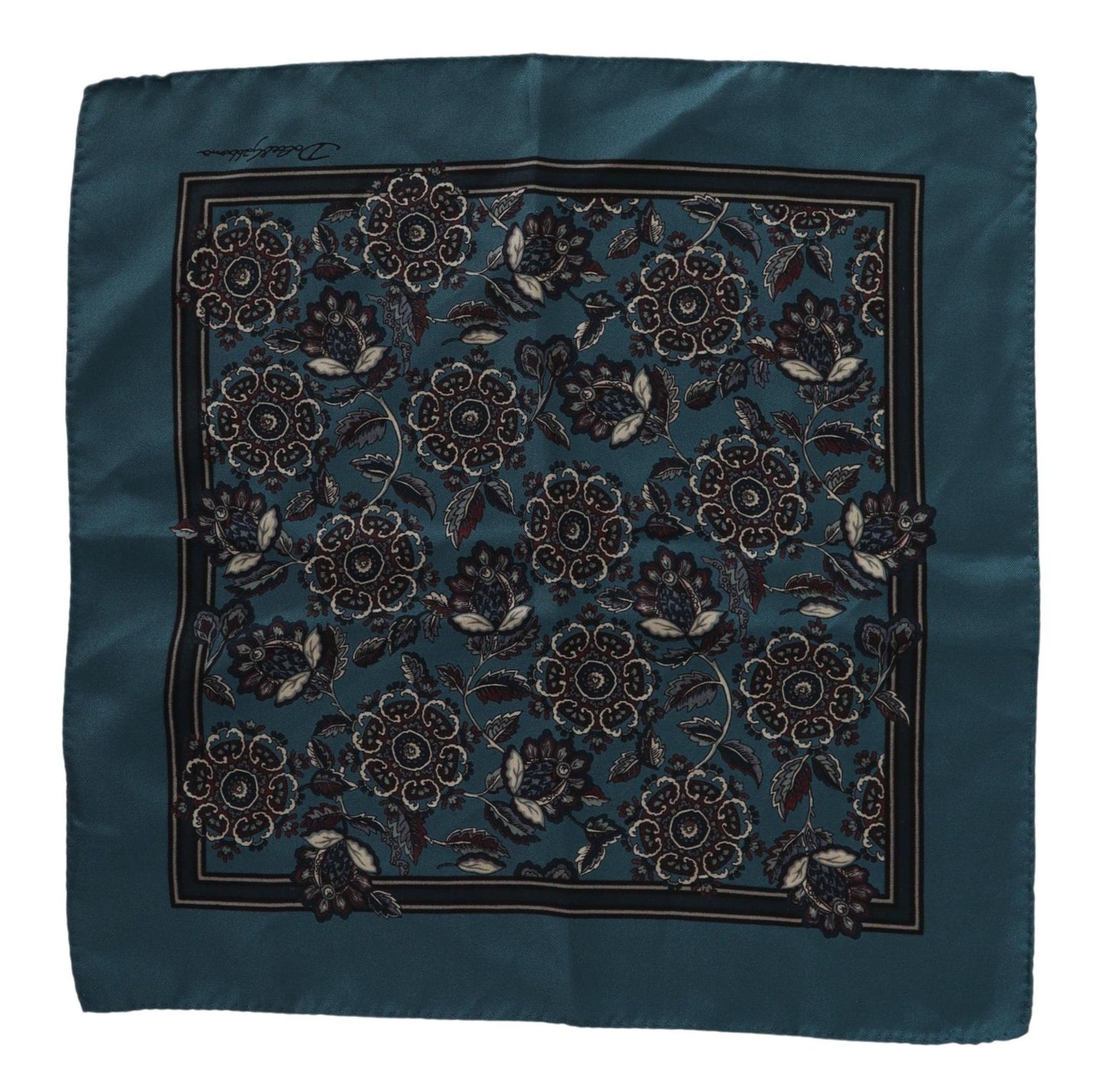 Dolce &amp; Gabbana Blue Floral Silk Square Handkerchief Scarf