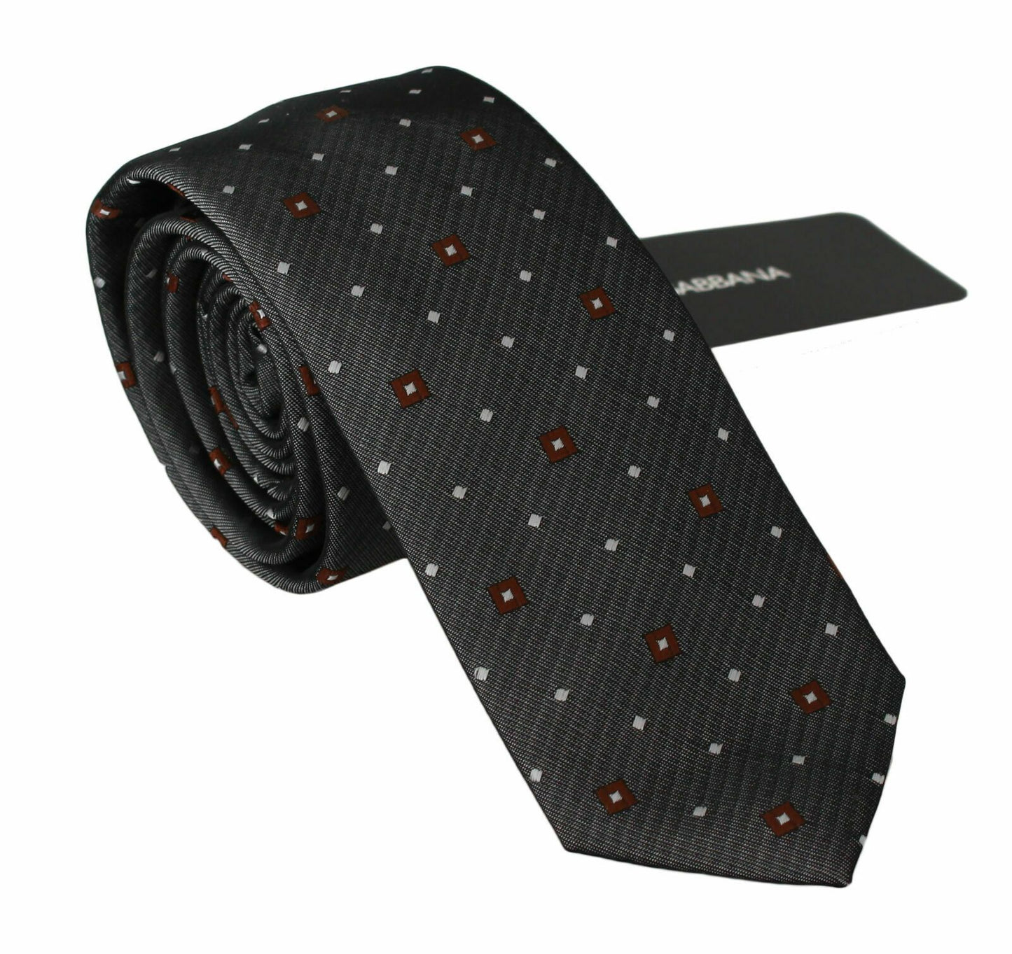 Dolce &amp; Gabbana Gray Patterned Classic Mens Slim Necktie