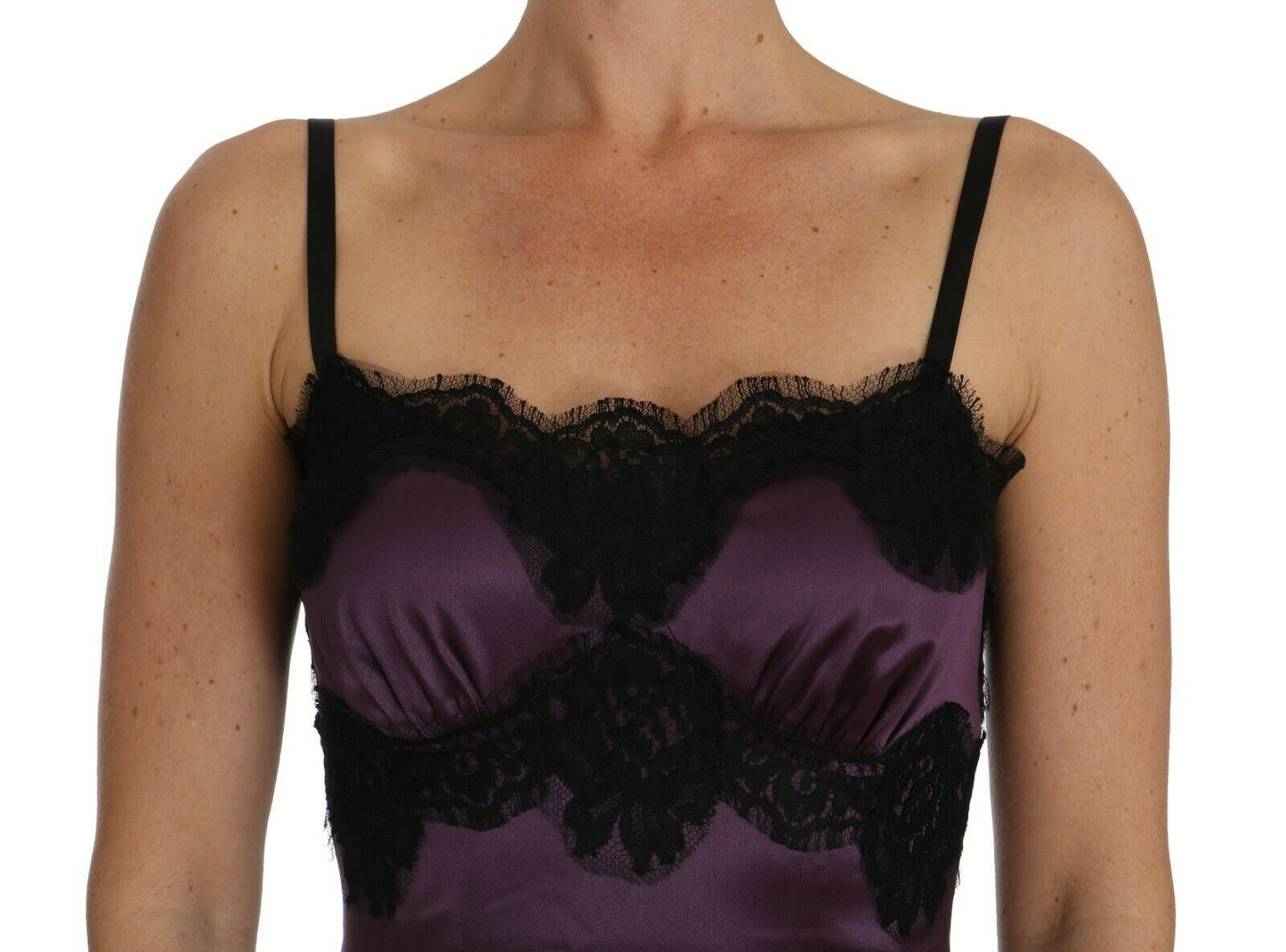 Dolce & Gabbana Elegant Purple Silk Lace Chemise Dress