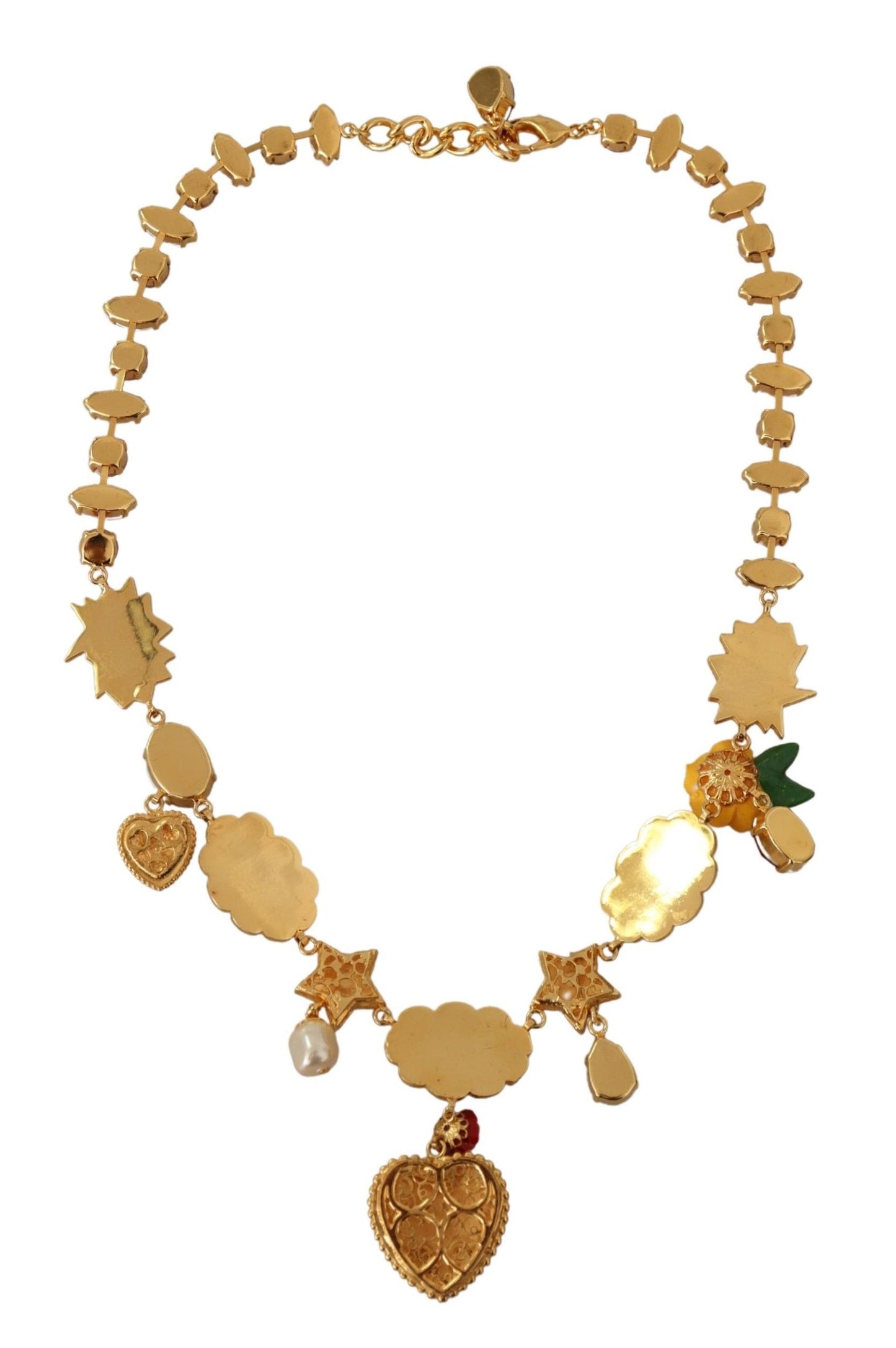 Dolce &amp; Gabbana Gold Cartoon Love Star Boom Crystals Chain Necklace