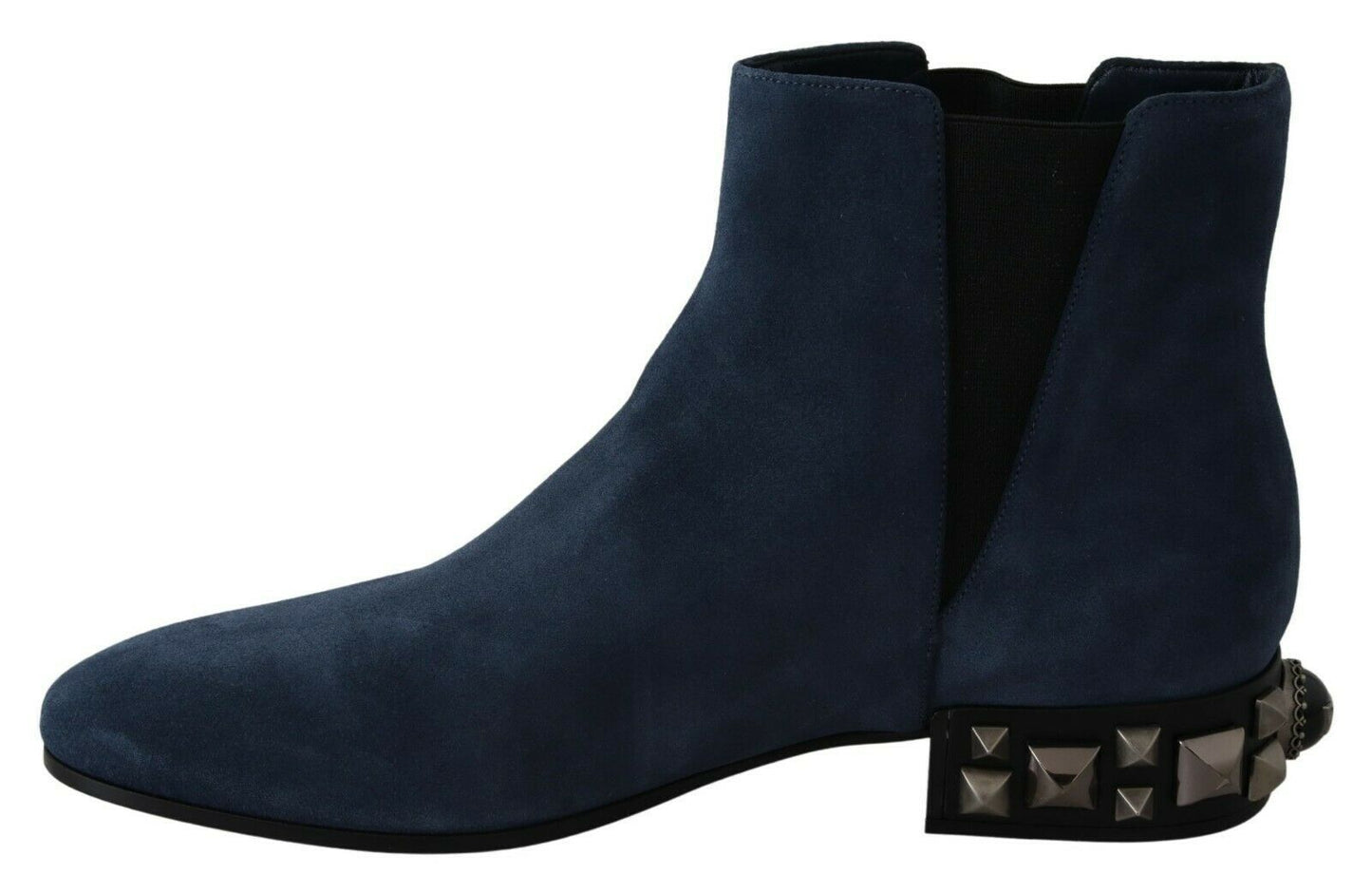 Dolce &amp; Gabbana Blue Suede Pinalamutian na Studded Boots Shoes