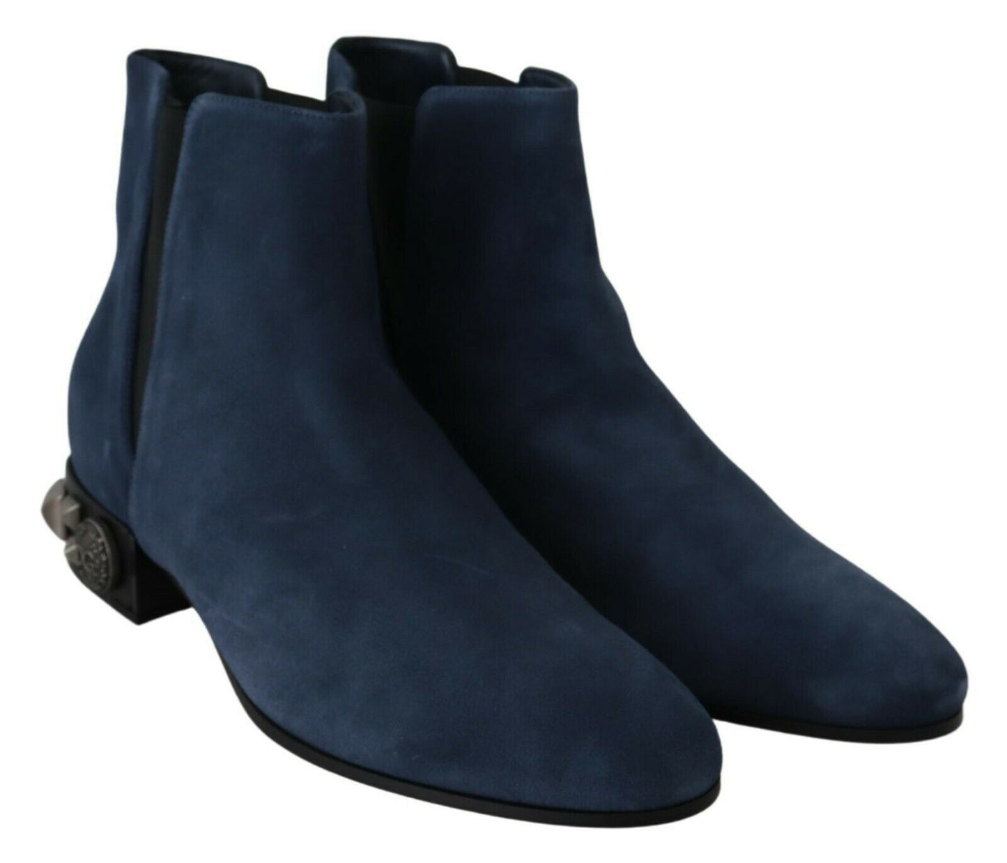 Dolce &amp; Gabbana Blue Suede Pinalamutian na Studded Boots Shoes