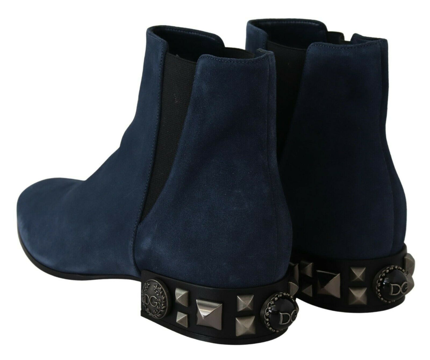 Dolce &amp; Gabbana Blue Suede Pinalamutian na Studded Boots Shoes