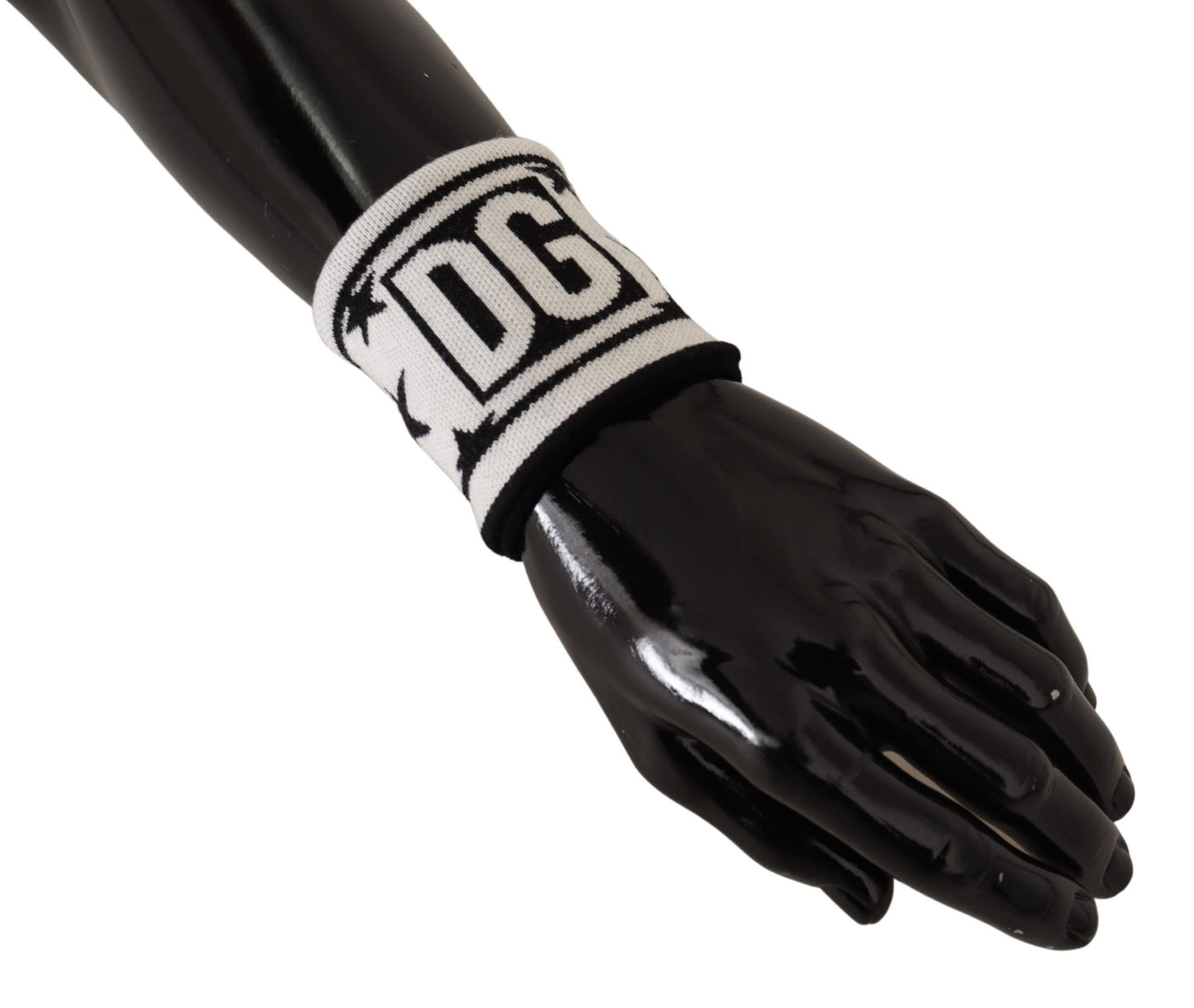 Dolce &amp; Gabbana Armband aus weißer und schwarzer Wolle mit Logo #DGMILLENNIALS