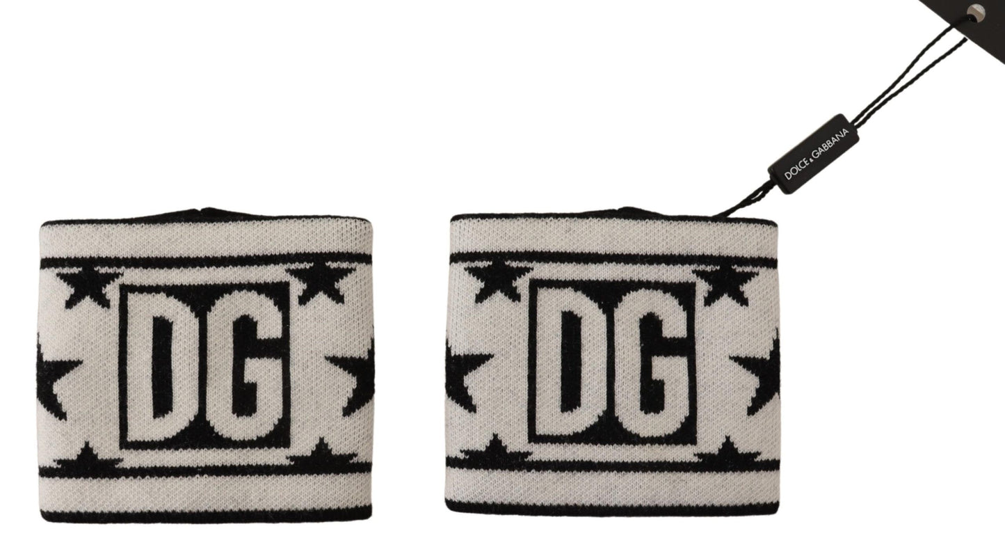 Dolce &amp; Gabbana Armband aus weißer und schwarzer Wolle mit Logo #DGMILLENNIALS